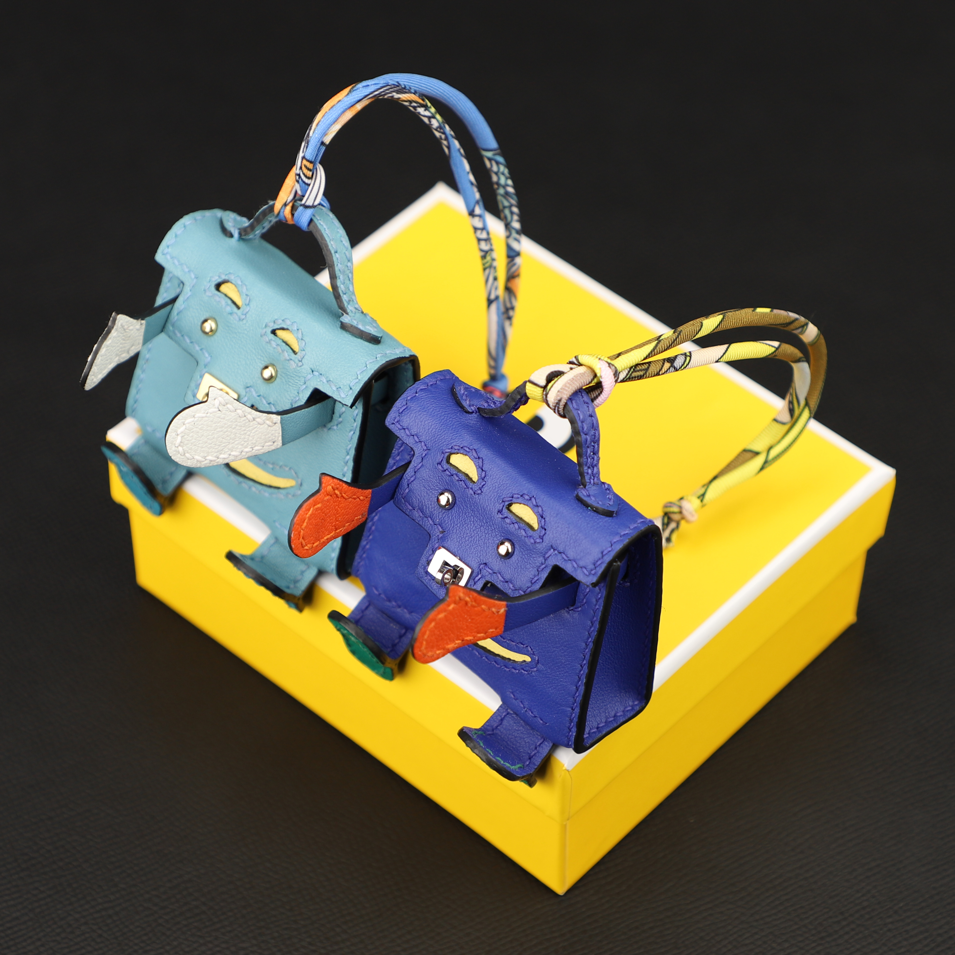 Handmade and Custom The Kelly Dole Bag Charm Tadelakt with Chevre Mysore Accessory