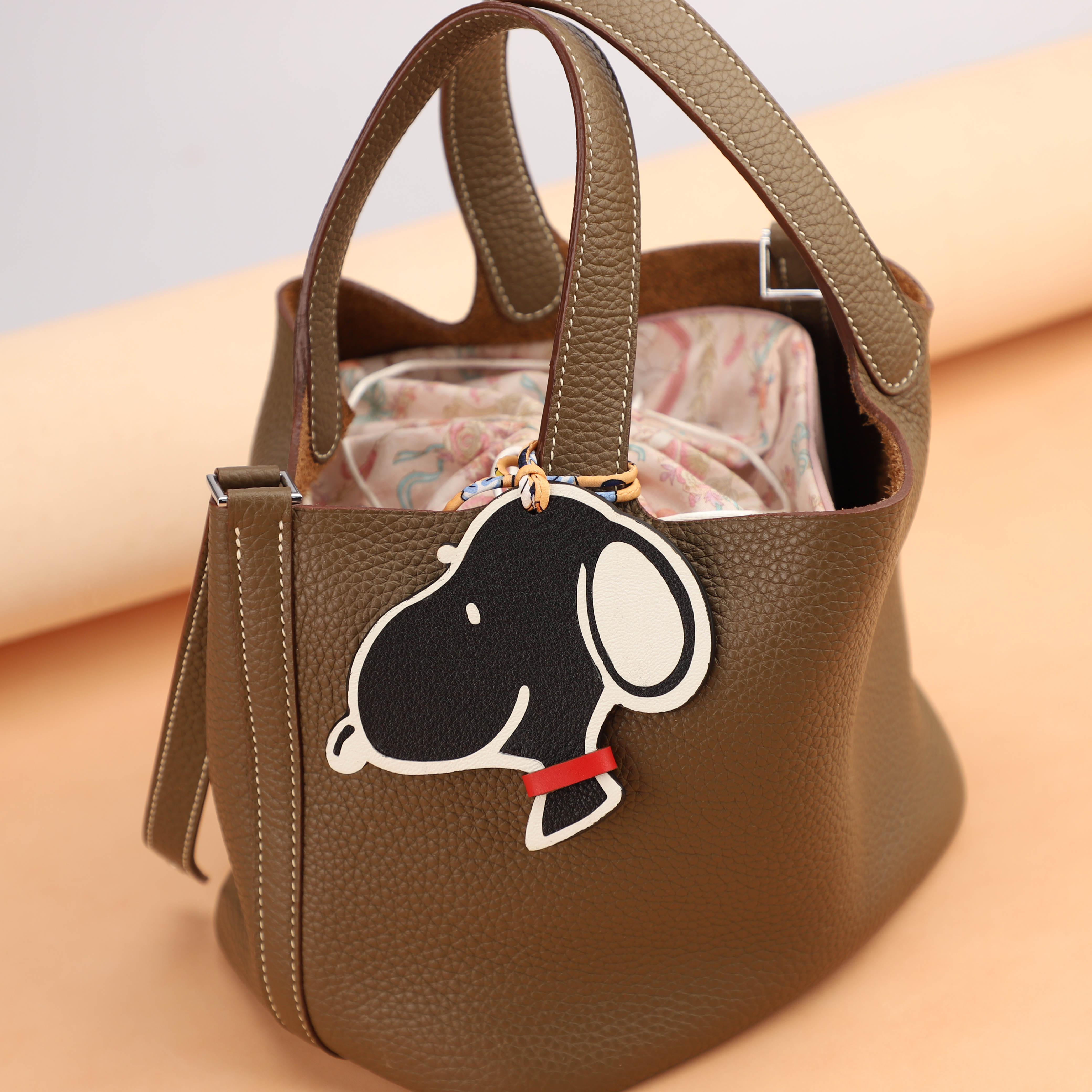 Handmade Chevre Gyzore Goatskin Snoopy Bag Charm,Snoopy charm