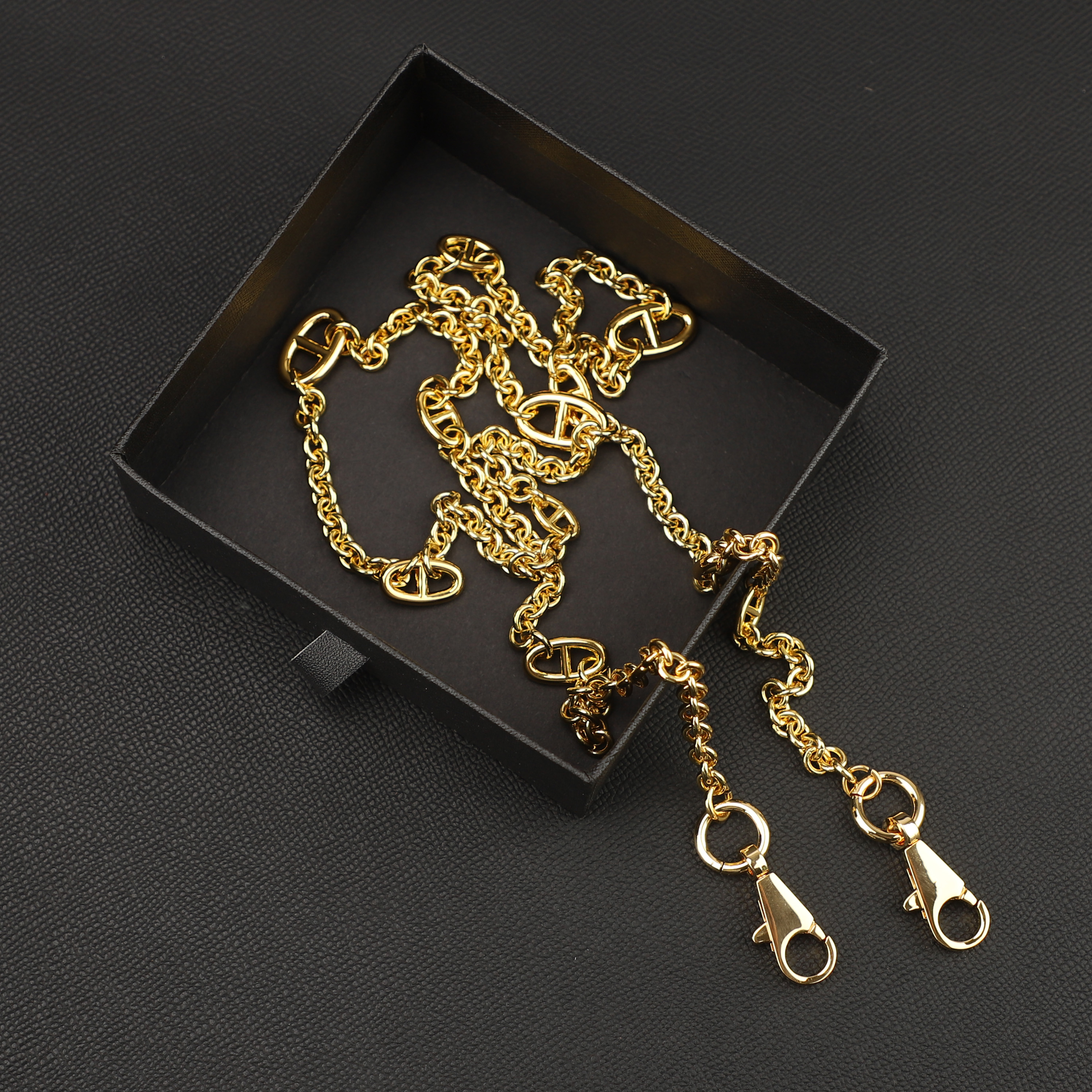 Chain Long Shoulder Strap Sterling Silver and Gold color with Kelly Clasps For Brand Bag