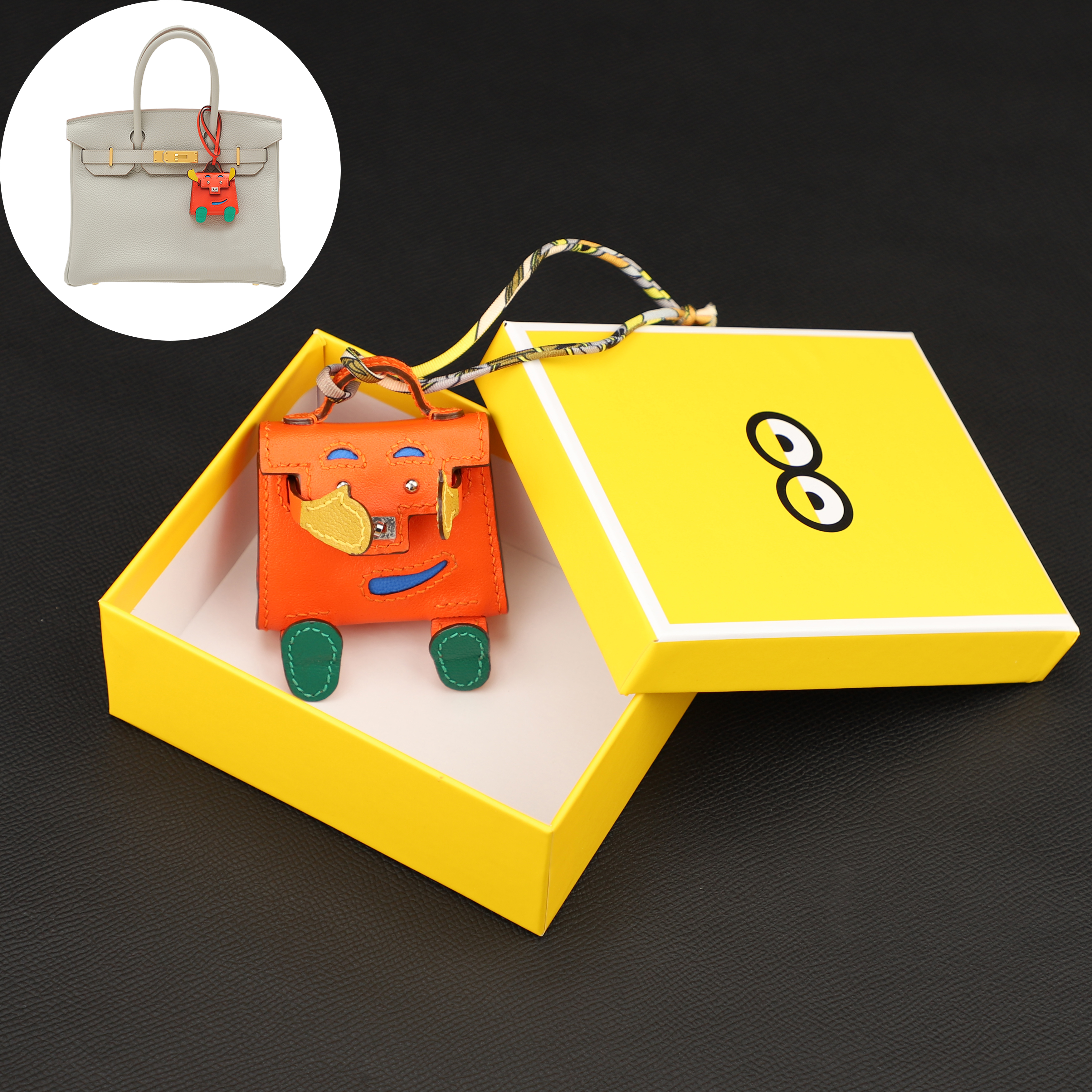 Handmade and Custom The Kelly Dole Bag Charm Tadelakt with Chevre Mysore Accessory