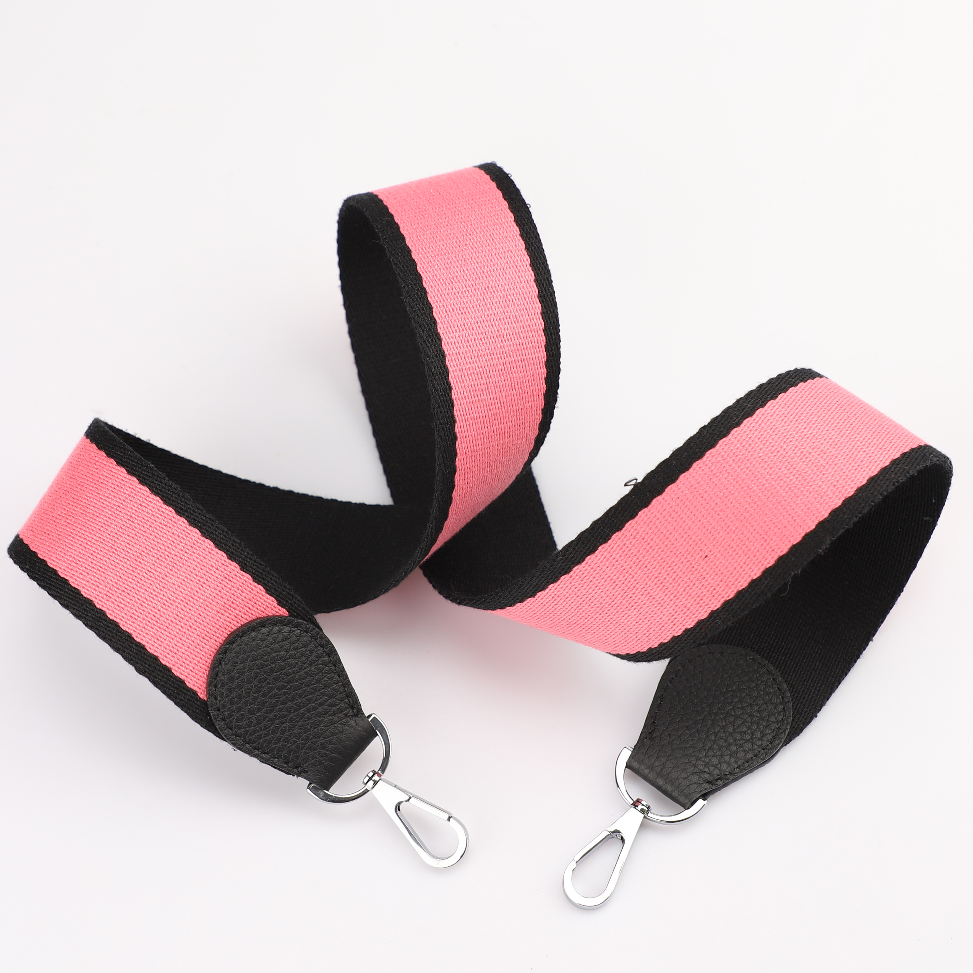 Handamde The 2" wide Black/Rose Lipstick canvas and togo leather shoulder strap for brand bag,guita strap,crossbody strap