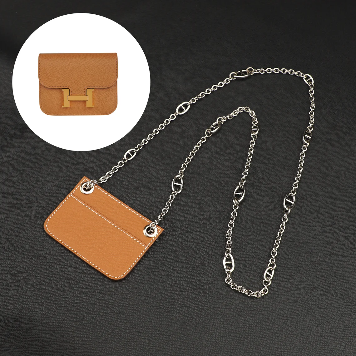 Customized The epsom leather insert and Chain Shoulder strap for Constance Slim wallet