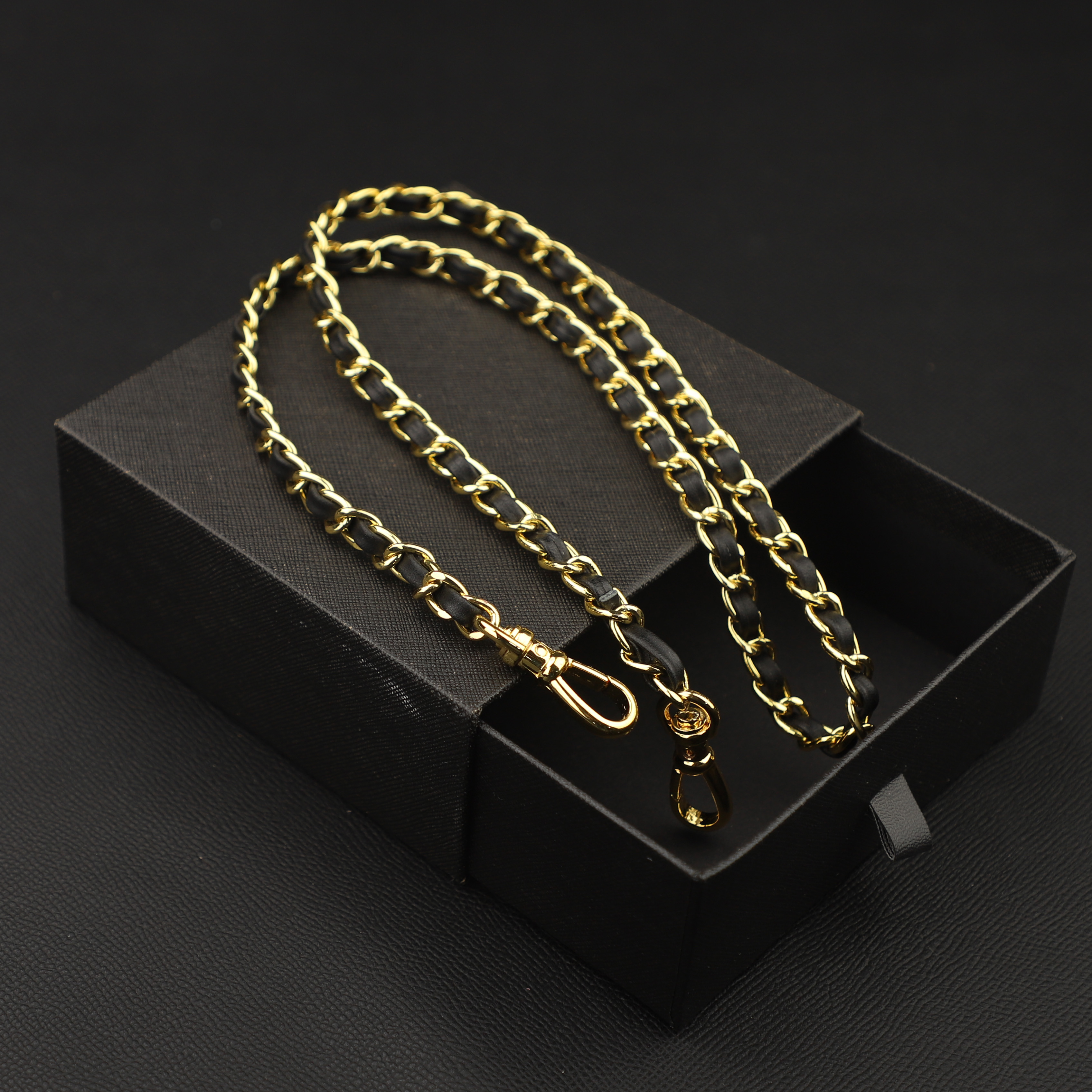 Handmade genuine swift Leather Chain Strap , Replacement Strap, Select Length, All Colours for Leather & Chain Availab