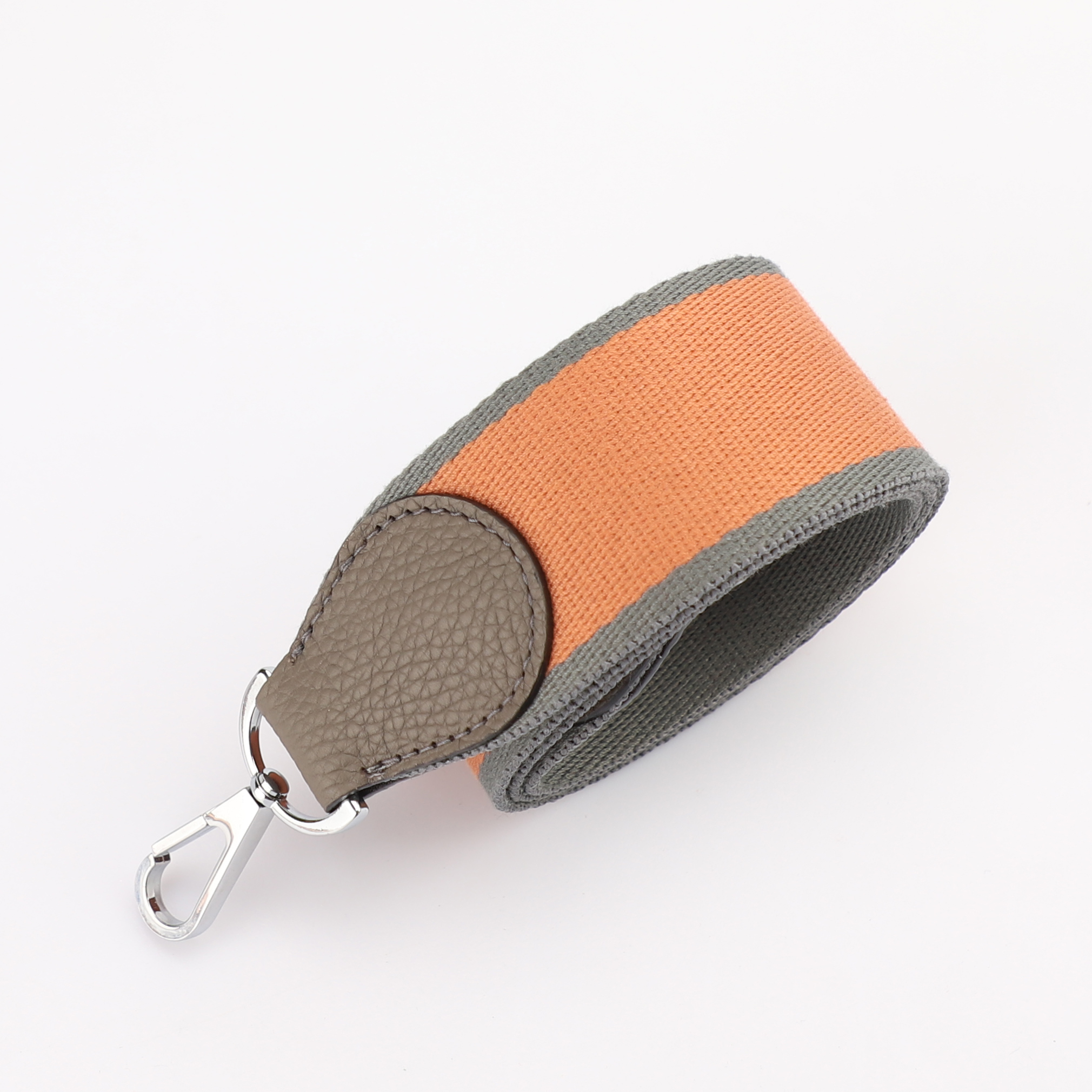 Handamde The 2" wide Gris Meyue/Orange Coeur canvas and togo leather shoulder strap for brand bag,guita strap,crossbody strap