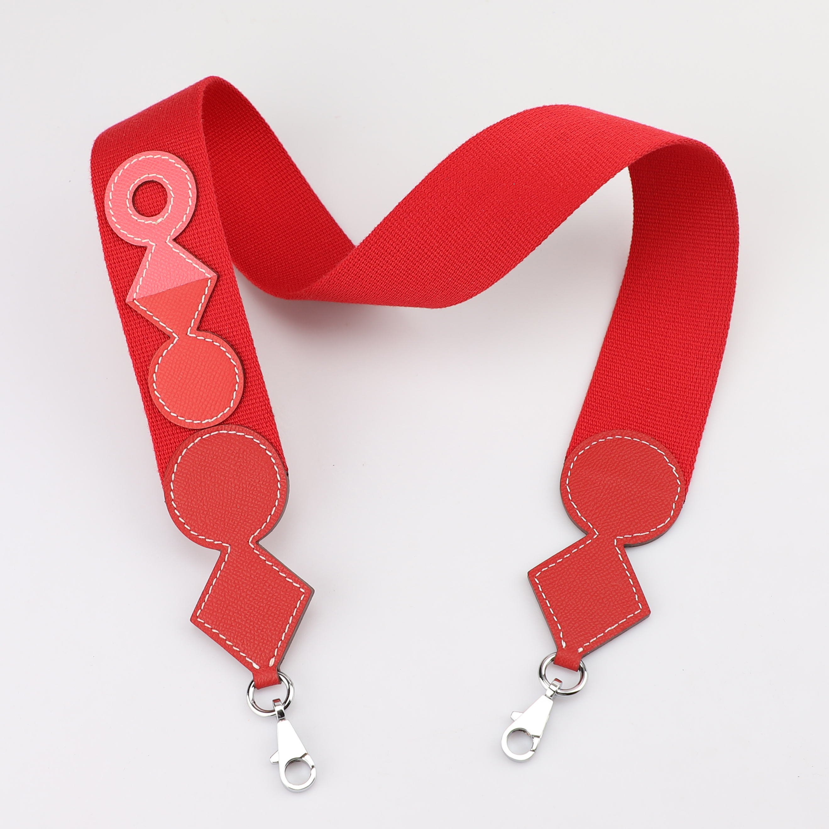 Handmade The Attelage bag strap in Wooly canvas and Epsom calfskin with gold plated hardware, large snap hook 50mm