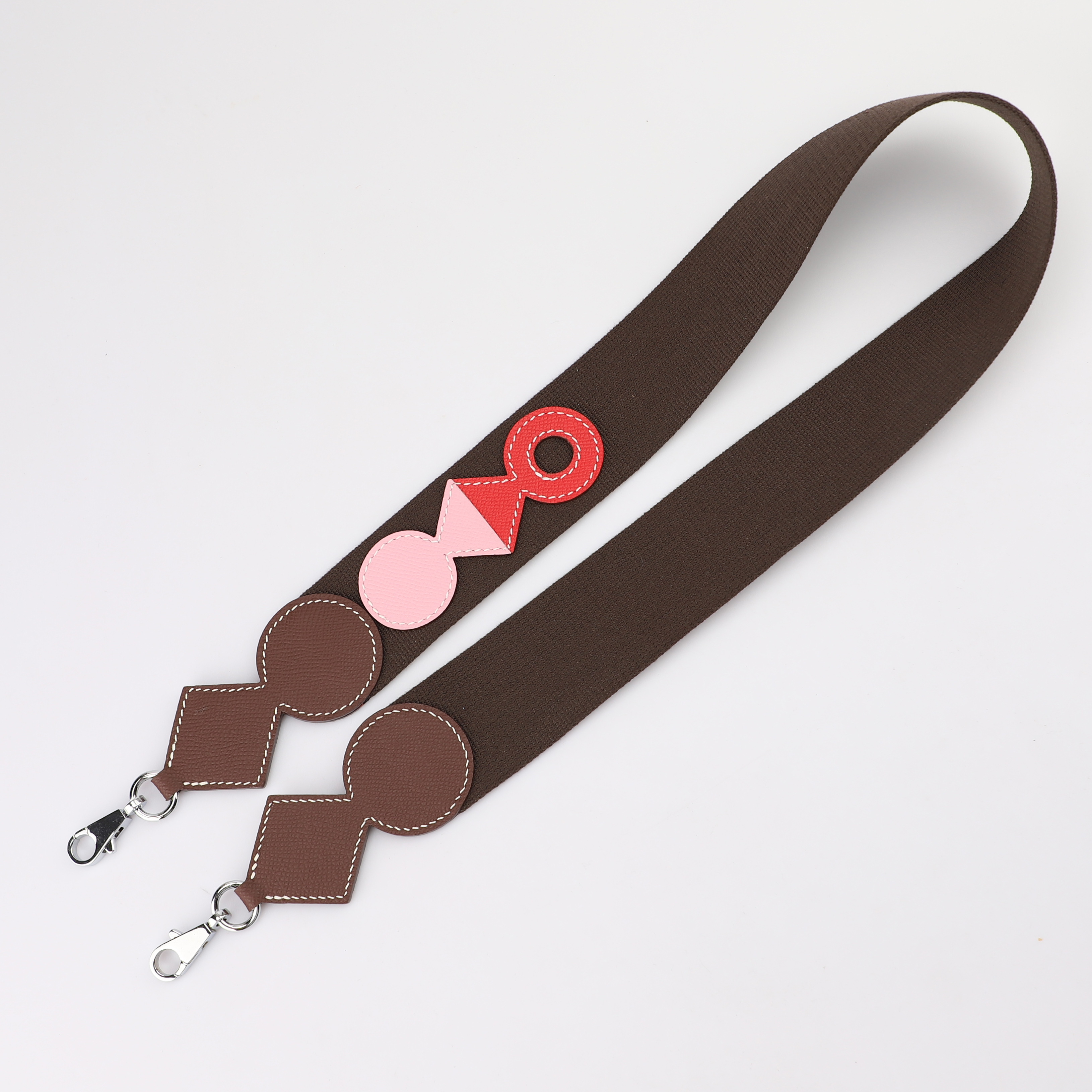 Rouge Sellier / Rouge Sellier / Mauve Sylvestre / Capucine Attelage bag strap 50mm Bag strap in Wooly canvas and Epsom with Kelly hardware