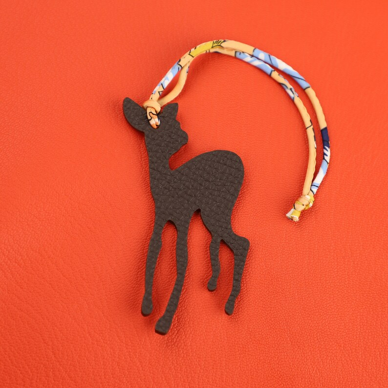 Epsom Leather and togo leather Fawn Bag Charm Key Holder,bag charm