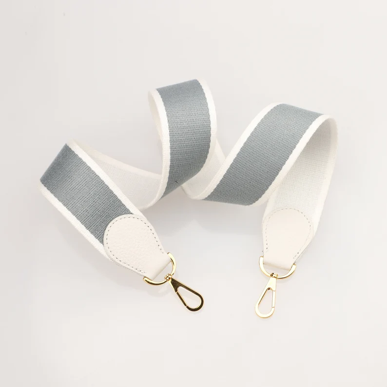 Handamde The 2" wide Blue Glacier/White canvas and togo leather shoulder strap for brand bag,guita strap,crossbody strap