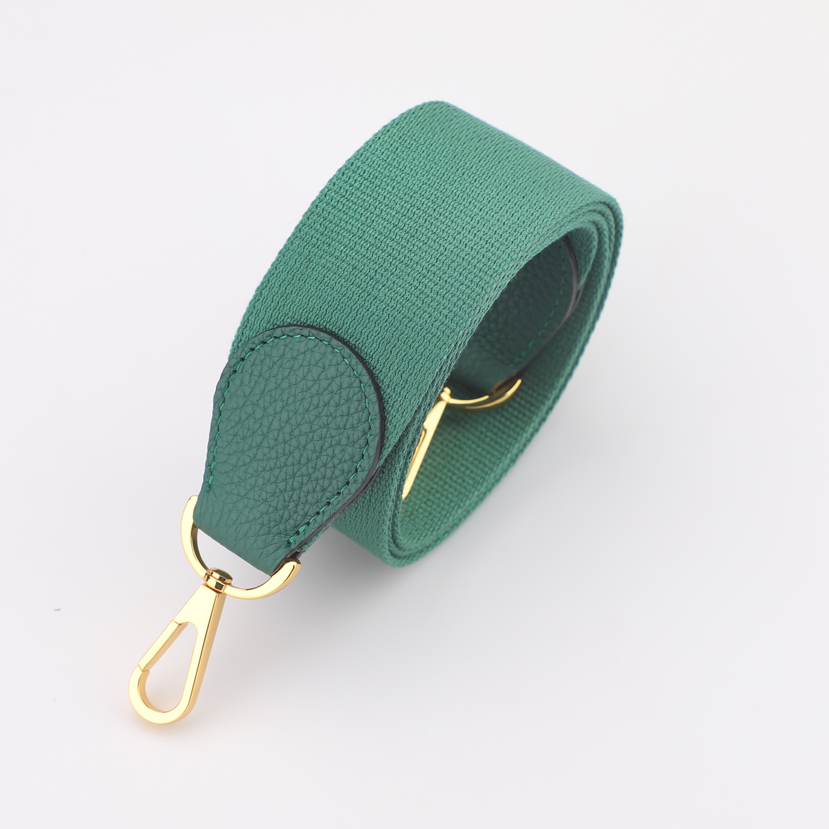 2"  Green Canvas and Togo Leather shoulder bag strap,Crossbody bag strap,Guitar Strap for Kelly bags and Bolide bags