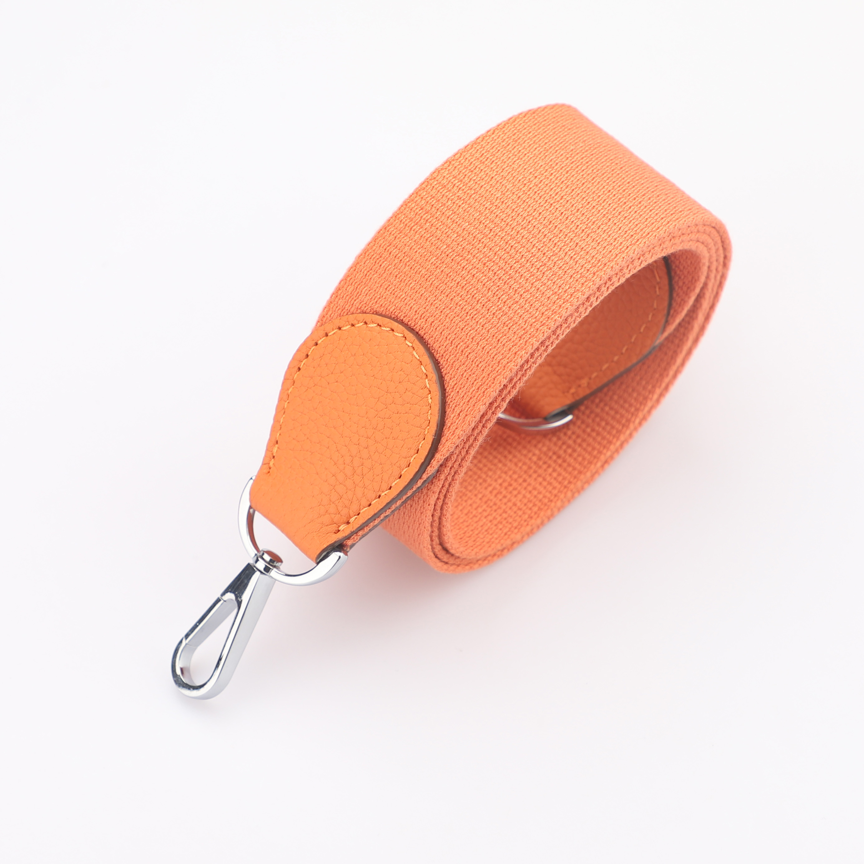 2"   Orange Canvas and Togo Leather shoulder bag strap,Crossbody bag strap,Guitar Strap for Kelly bags and Bolide bags