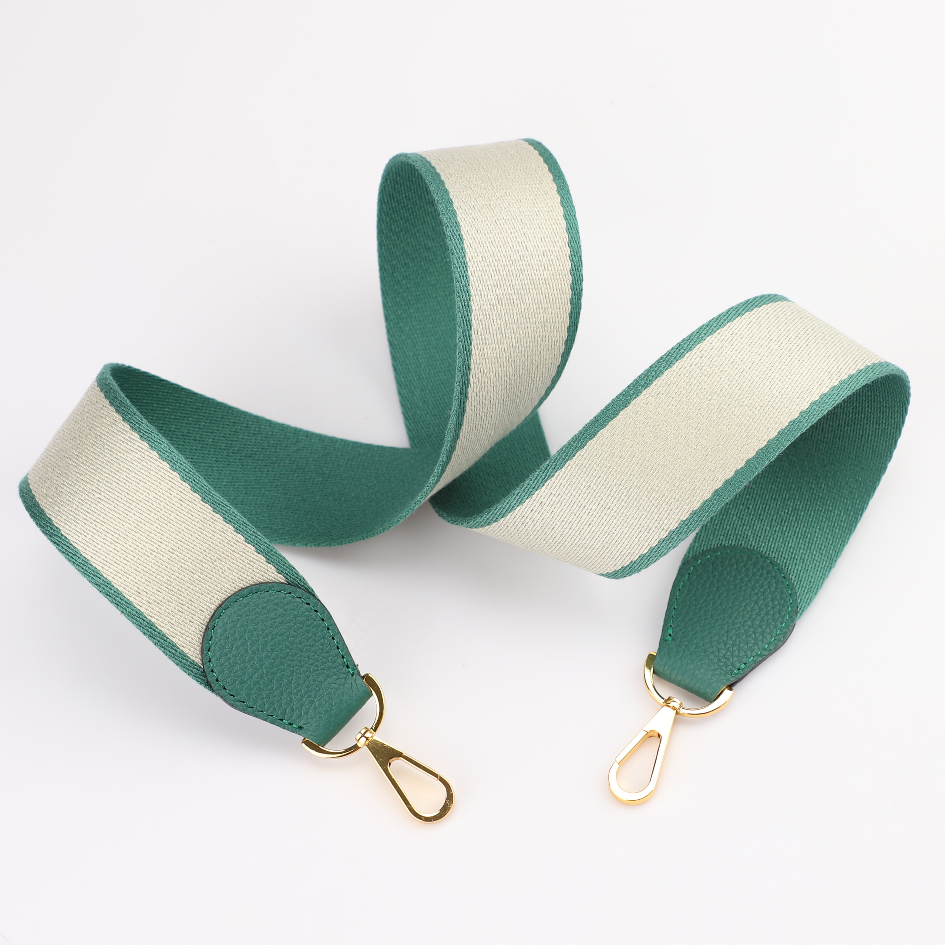 [Copy]Handamde The 2" wide Vert Bosphore/Blue Pale canvas and togo leather shoulder strap for brand bag,guita strap,crossbody strap