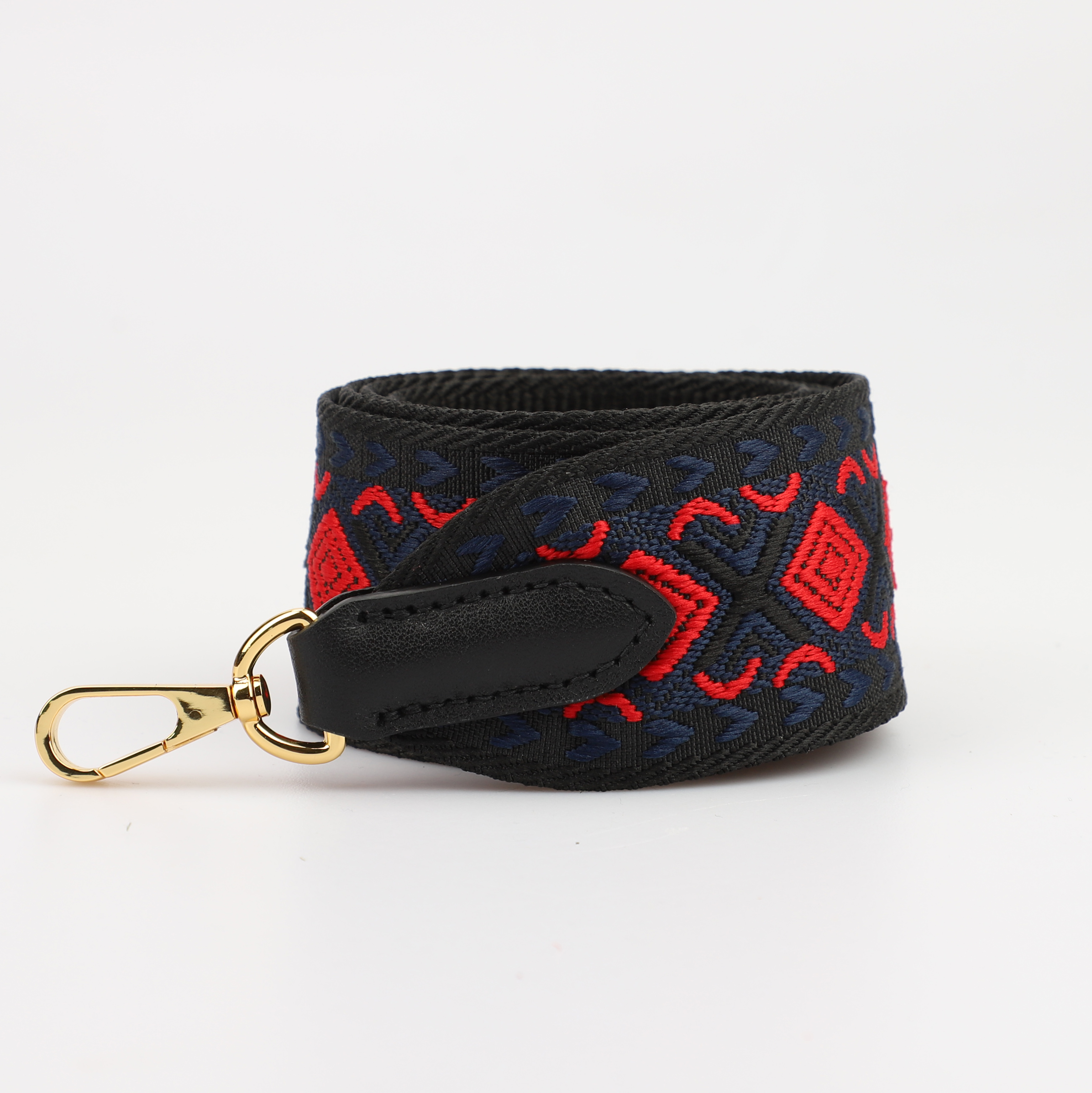 2‘’ Wide Black and Red with jacquard webbing shoulder bag strap