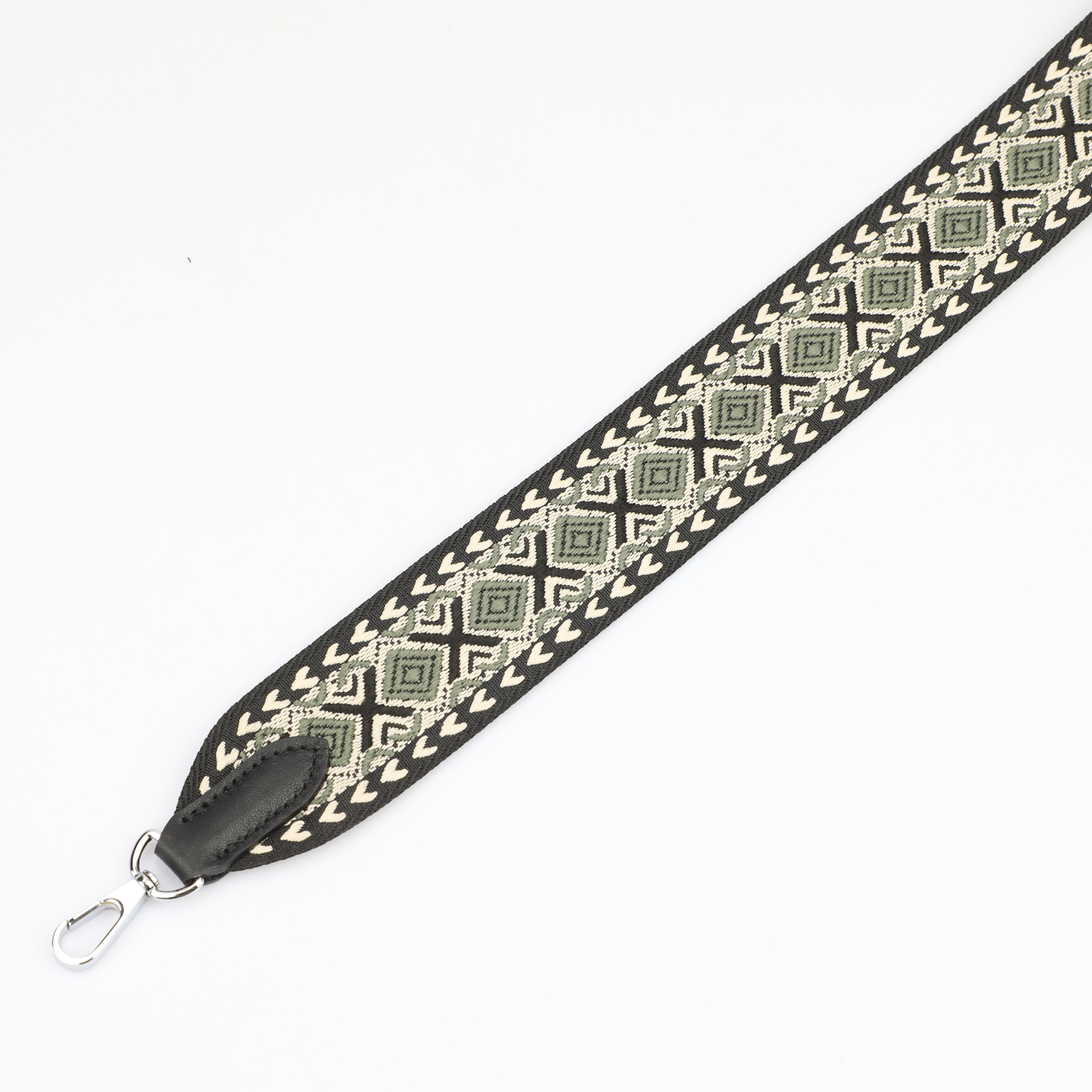 2 "Wide Olive green, White and Black jacquard webbing shoulder strap