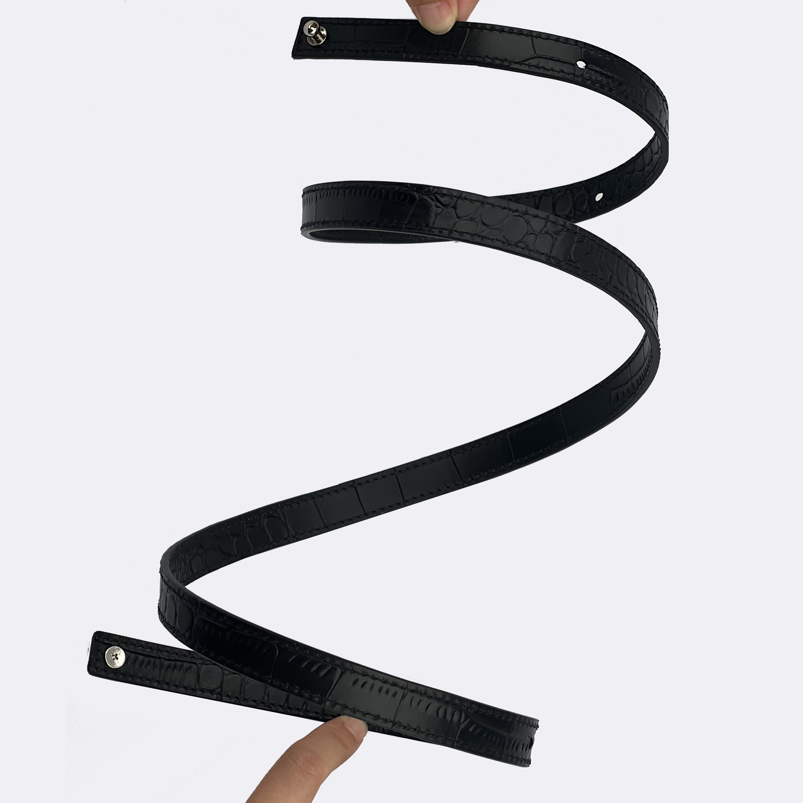 Black crocodile Embossing leather shoulder strap for Picotin bag/Lindy bag