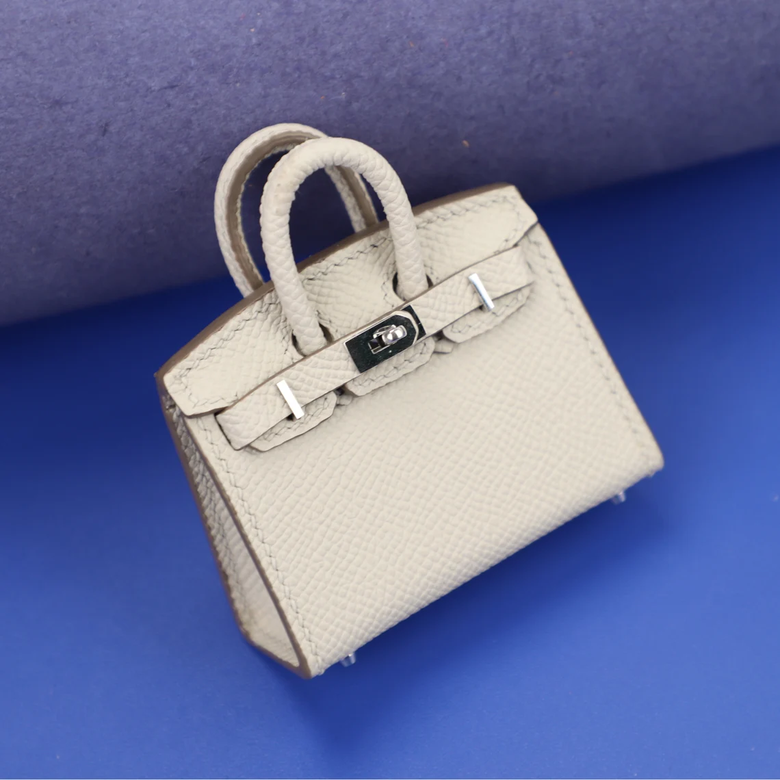 Handmade Carie Epsom leather Micro Birkin bag charm | handmade mini Birkin charm | Handmade mini bag charm | Hand stitching birkin charm