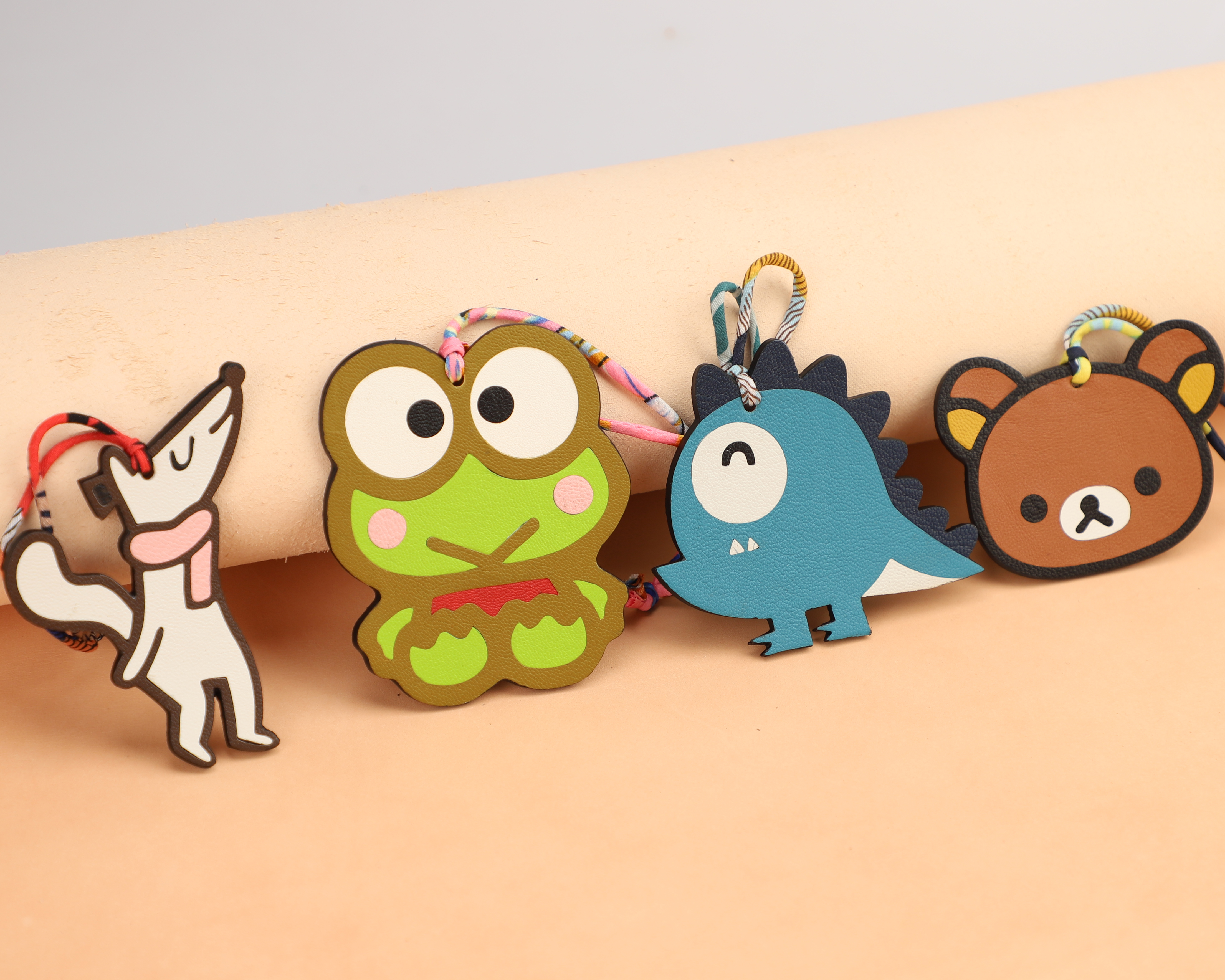 Handmade Chevre Gyzore Goatskin Bear Head Bag Charm,Bear Head charm