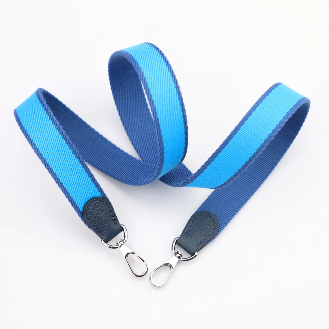 1" Wide Bi-Color Blue De presse/Blue Aztec Canvas and Togo Leather shoulder strap for Evelyne TPM