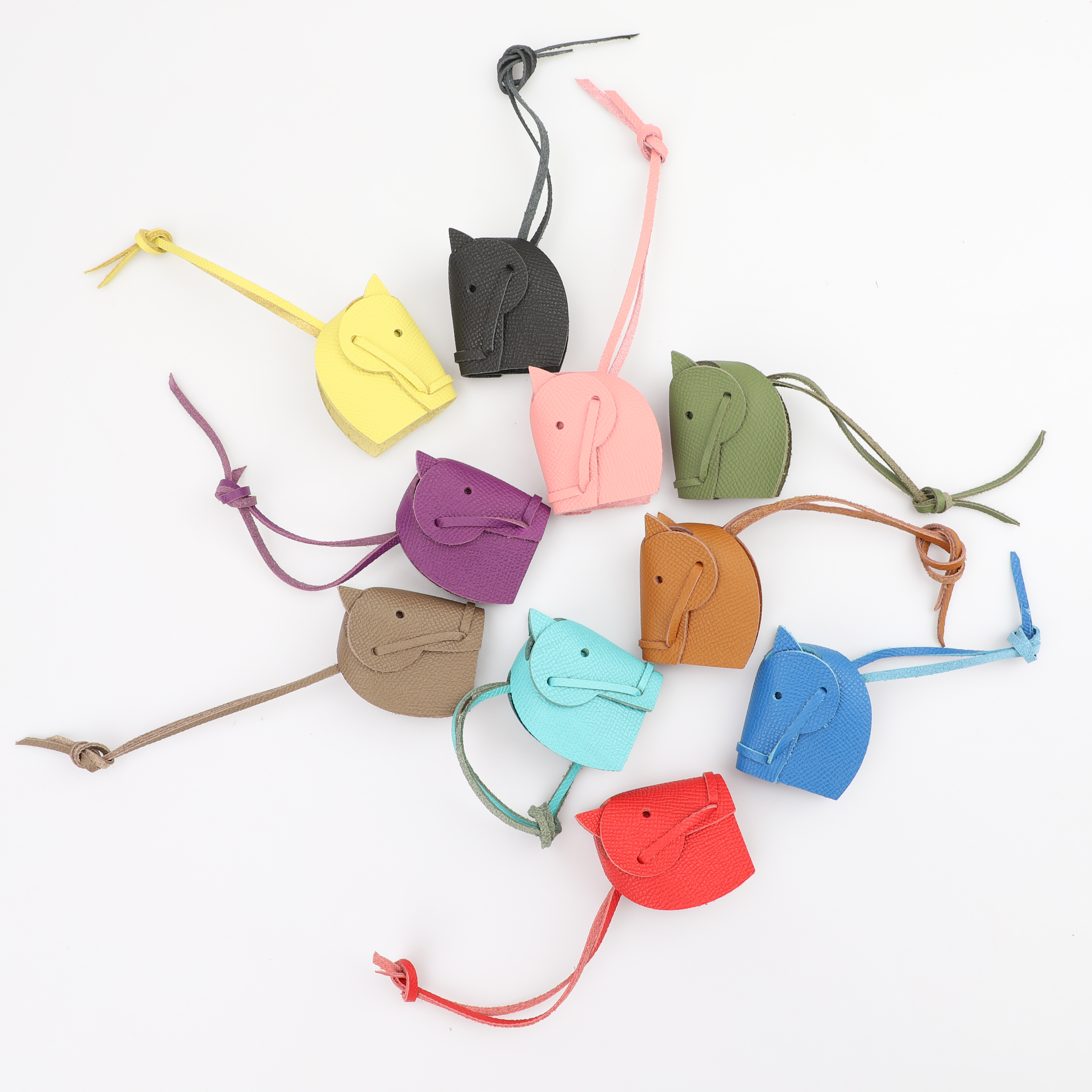 Handmade The Epsom Leather Horse Head Bag Charm,