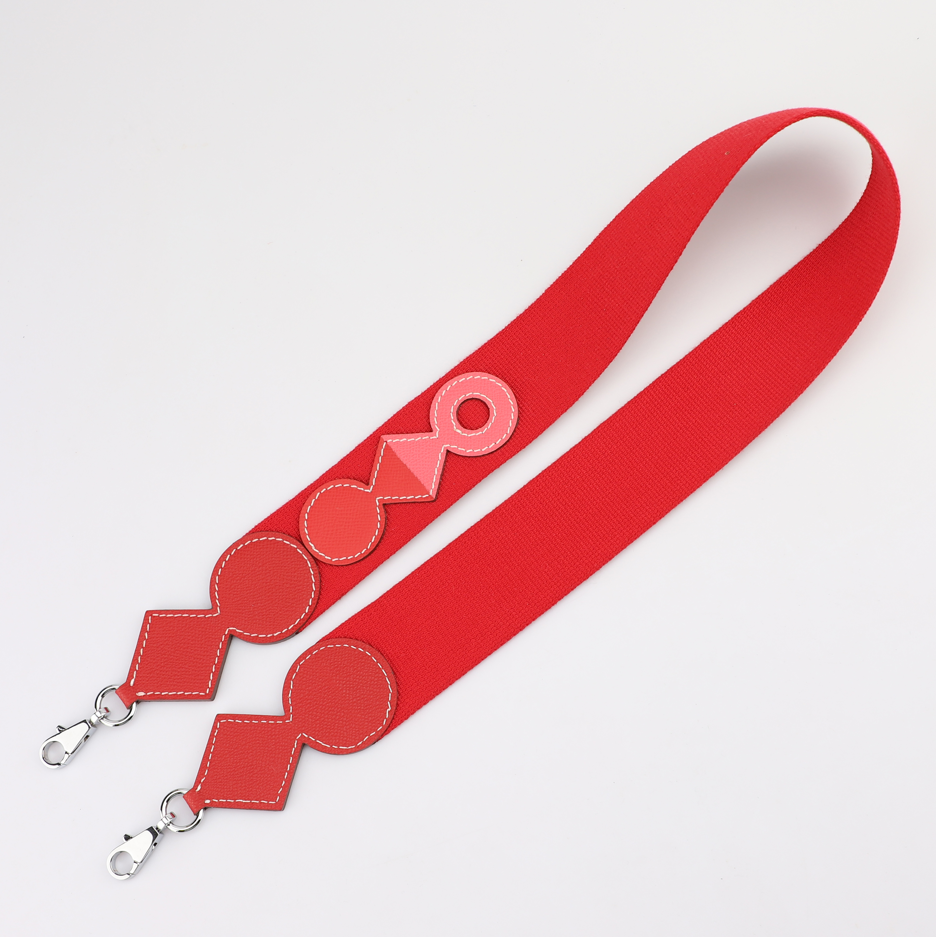 Handmade The Attelage bag strap in Wooly canvas and Epsom calfskin with gold plated hardware, large snap hook 50mm