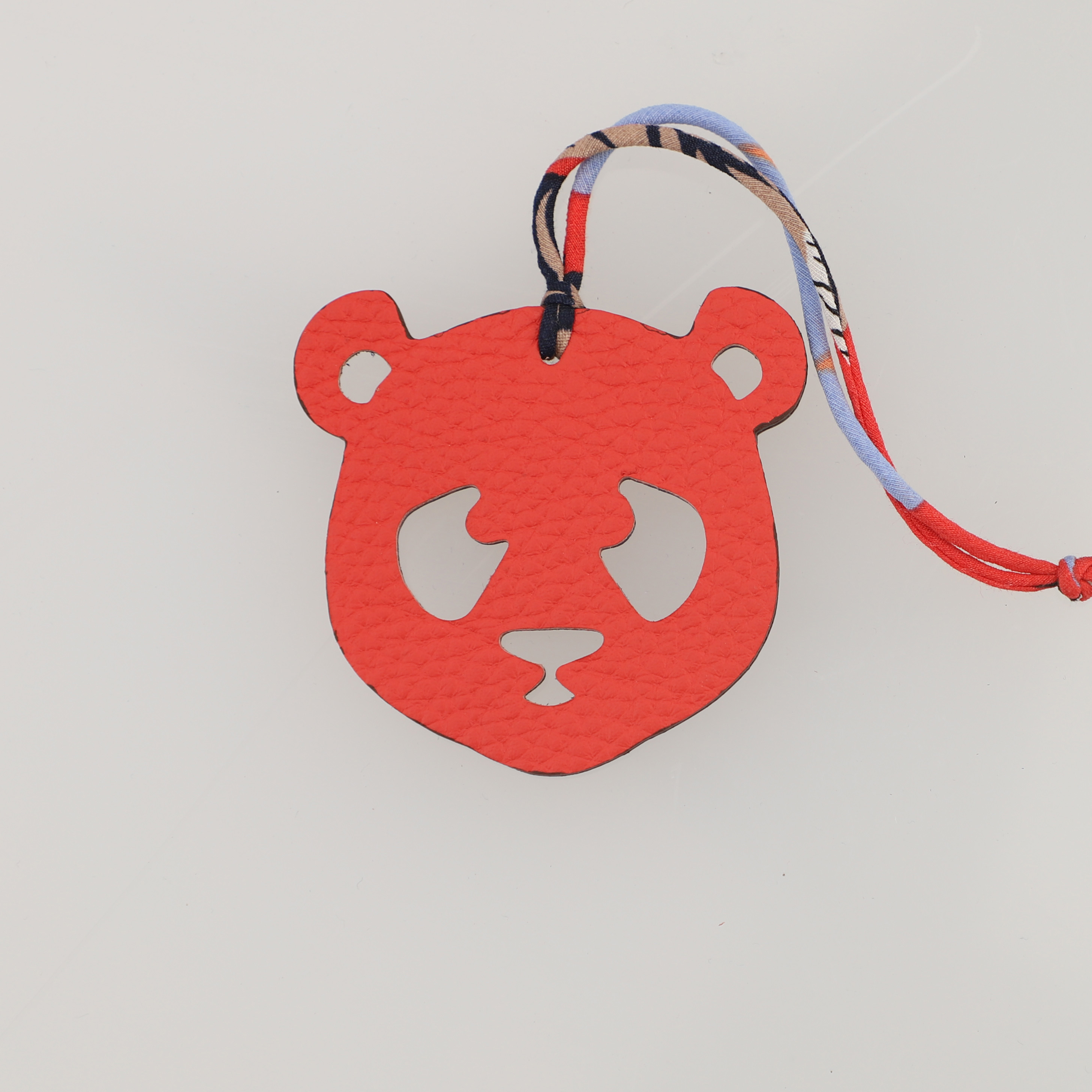 Petit H Bag or Shoe Charm Scarf Ring Panda Head Bicolor Ling Epsom leather and Togo leather