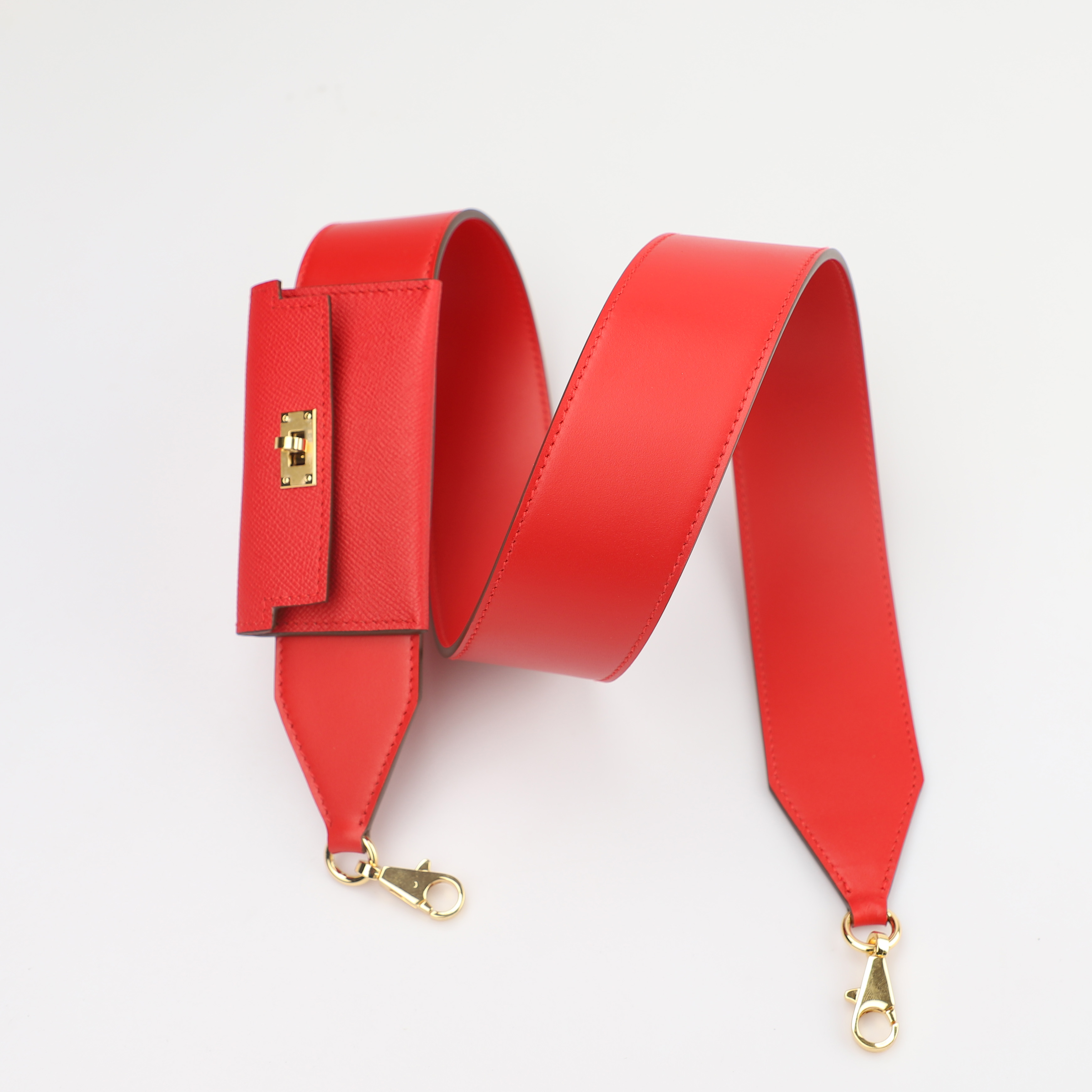 Handmade and Customize The Kelly pocket bag strap，Swift leather bag strap with Epsom leather Pocket shoulder bag strap