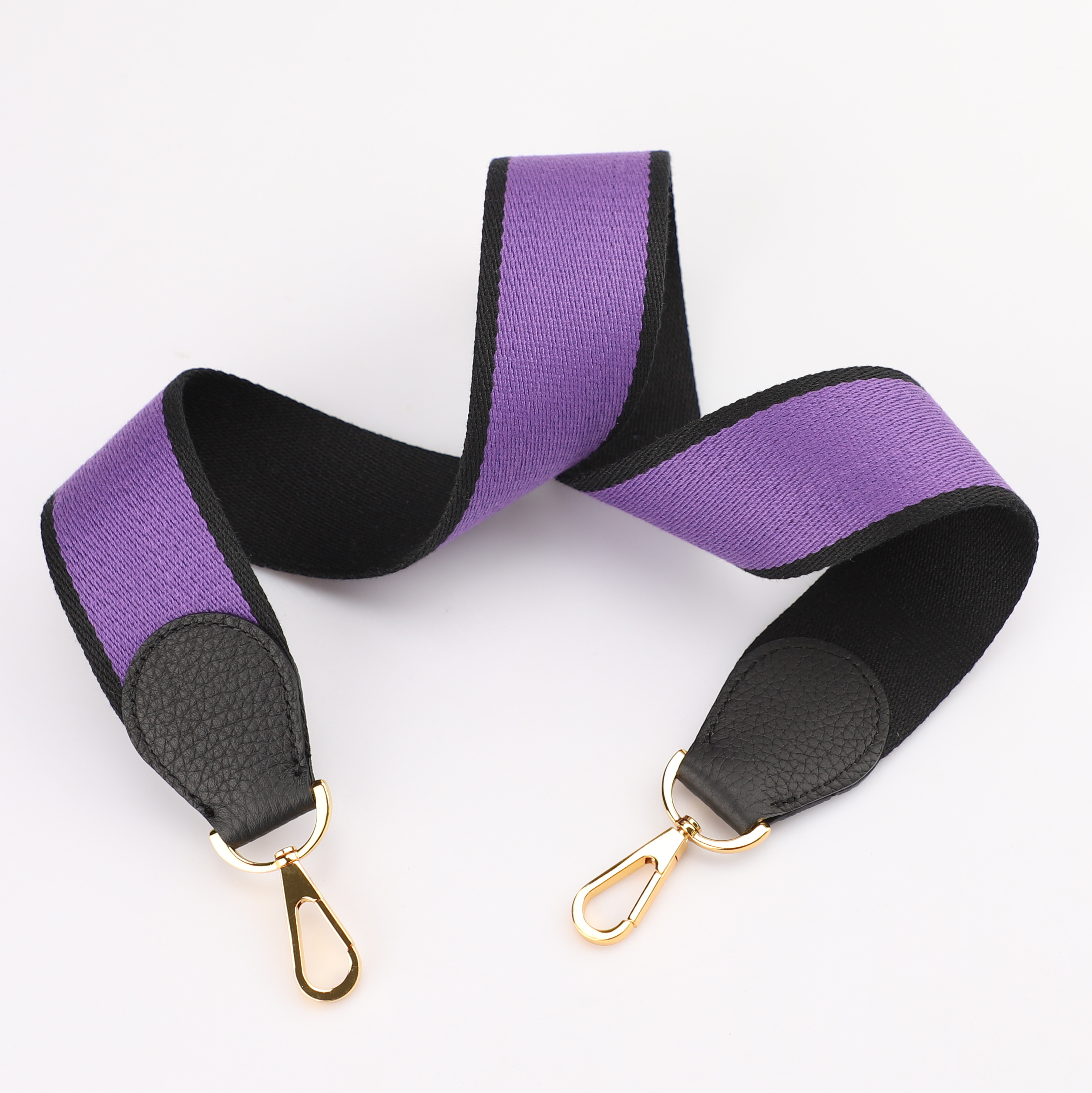 Handamde The 2" wide Purple/Black canvas and togo leather shoulder strap for brand bag,guita strap,crossbody strap