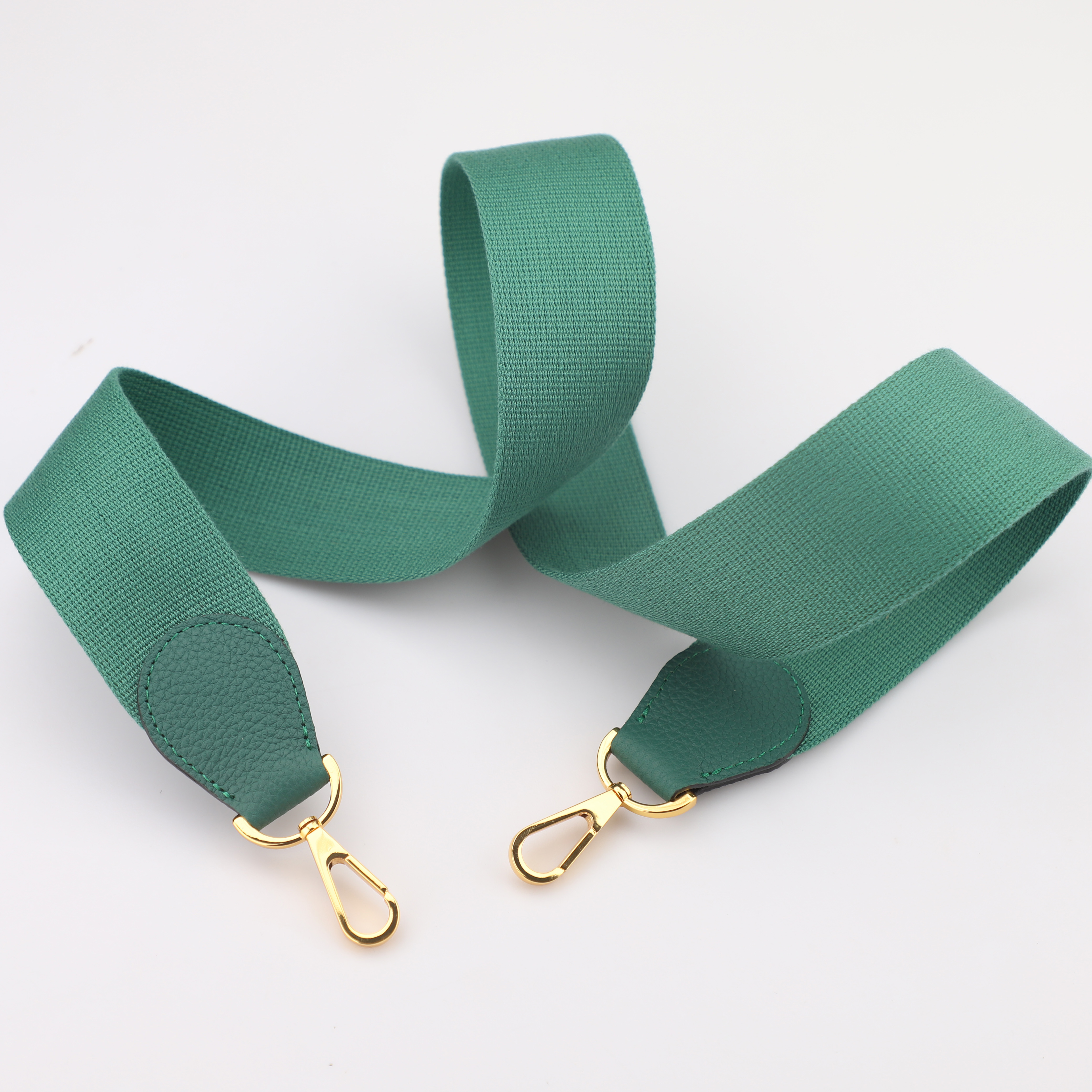 2"  Green Canvas and Togo Leather shoulder bag strap,Crossbody bag strap,Guitar Strap for Kelly bags and Bolide bags