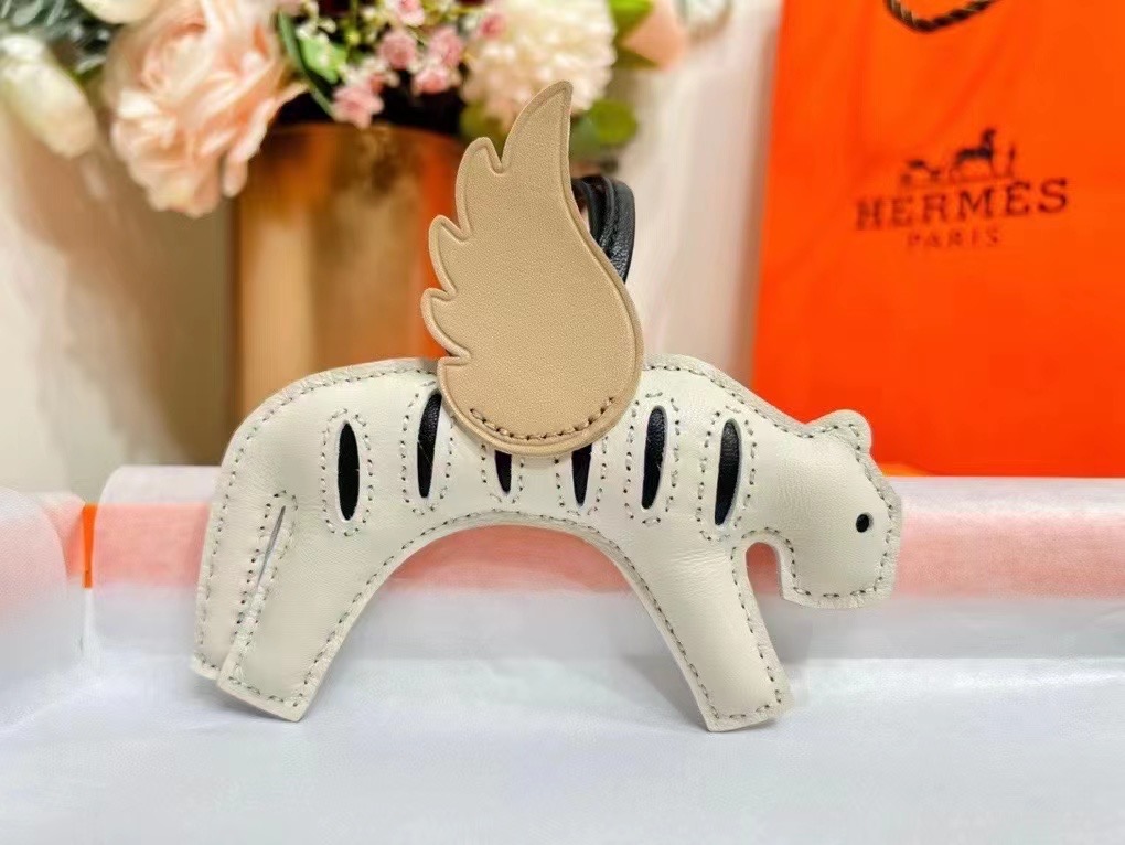 Handmade The Swift Leather Flying Tiger bag charm,Black Swift leather Flying Tiger kelly bag charm