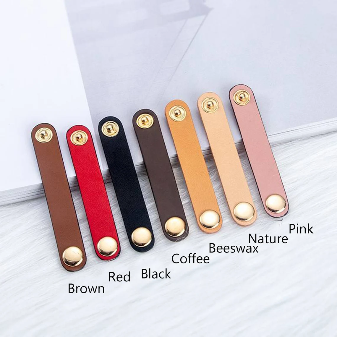 Full-grain Leather Strap Adjust Buckle/Strap length adjuster for handbags/pouch/clutch/bag acc, 5 sizes, 8 colors