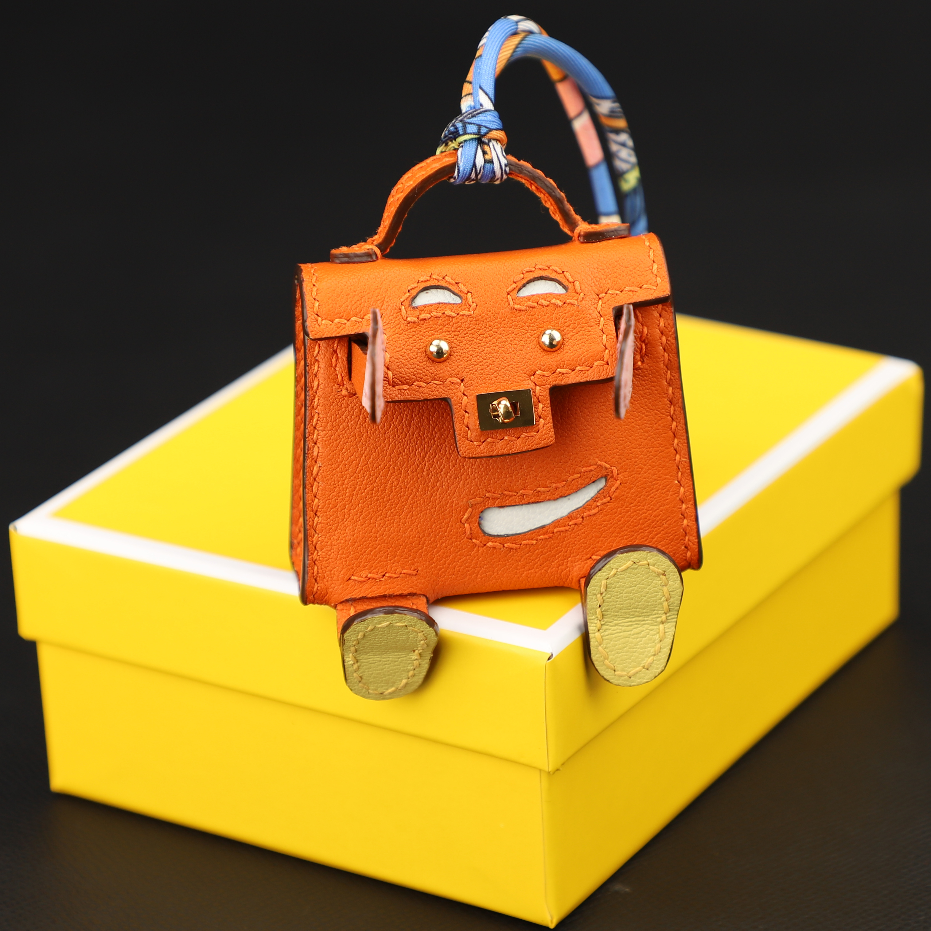 Handmade and Custom The Kelly Dole Bag Charm Tadelakt with Chevre Mysore Accessory