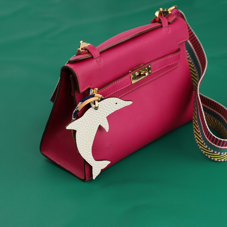 Handmade The Togo leather and Epsom Leather Phtit H Dolphin Bag Charm,Leather bag charm,Best leather charm for Brand bag
