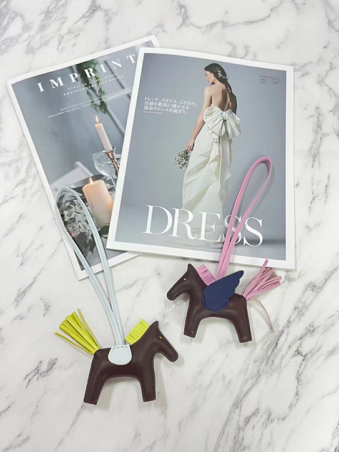 Rodeo Pegase trumpet hanging ornament，rodeo pegase leather bag charm