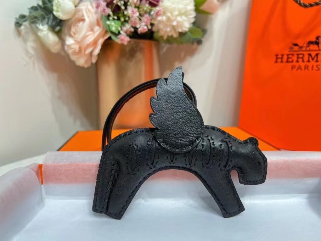 Handmade The Swift Leather Flying Tiger bag charm,Black Swift leather Flying Tiger kelly bag charm