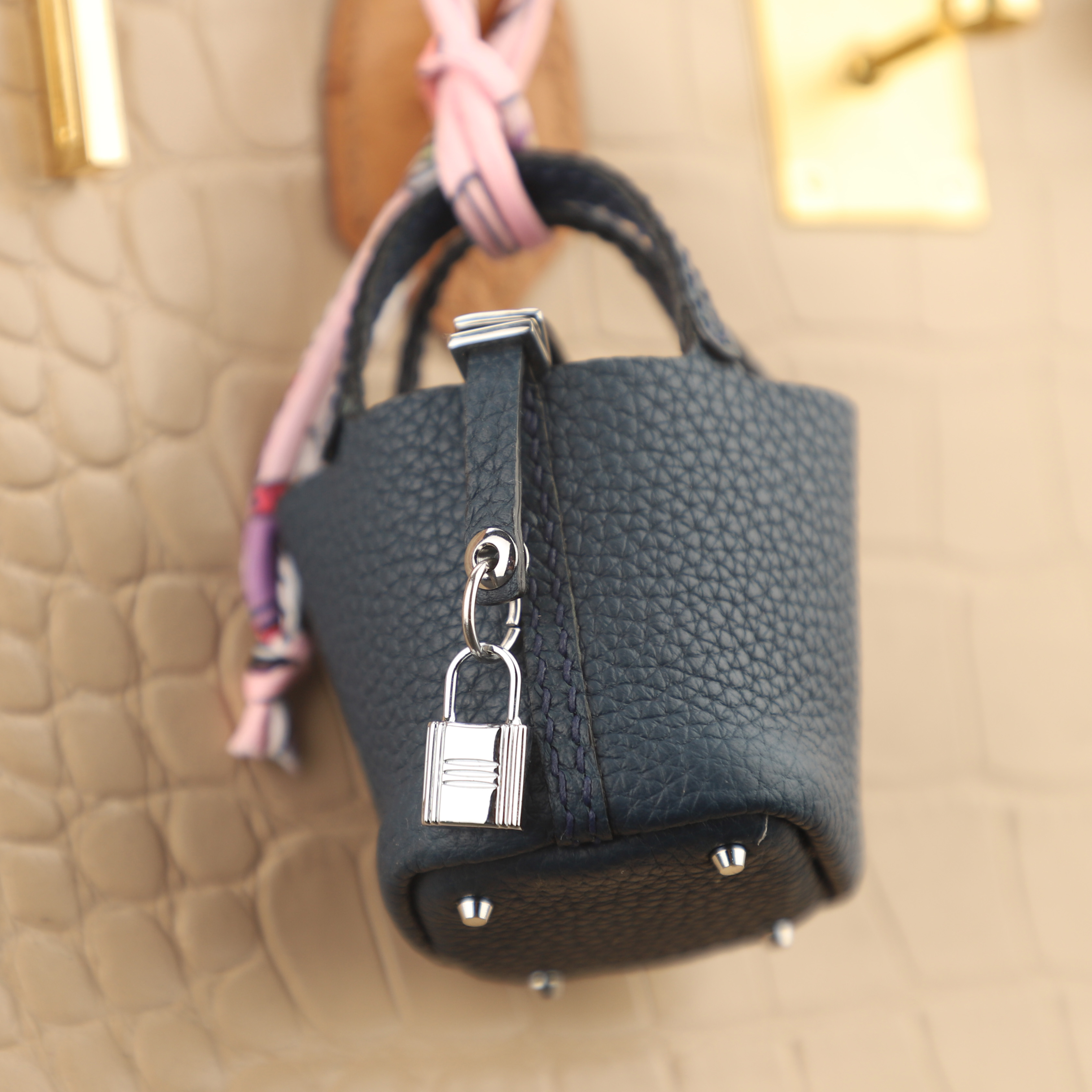 New design Togo Leather Handmade The Picotin Lock Bag Charm