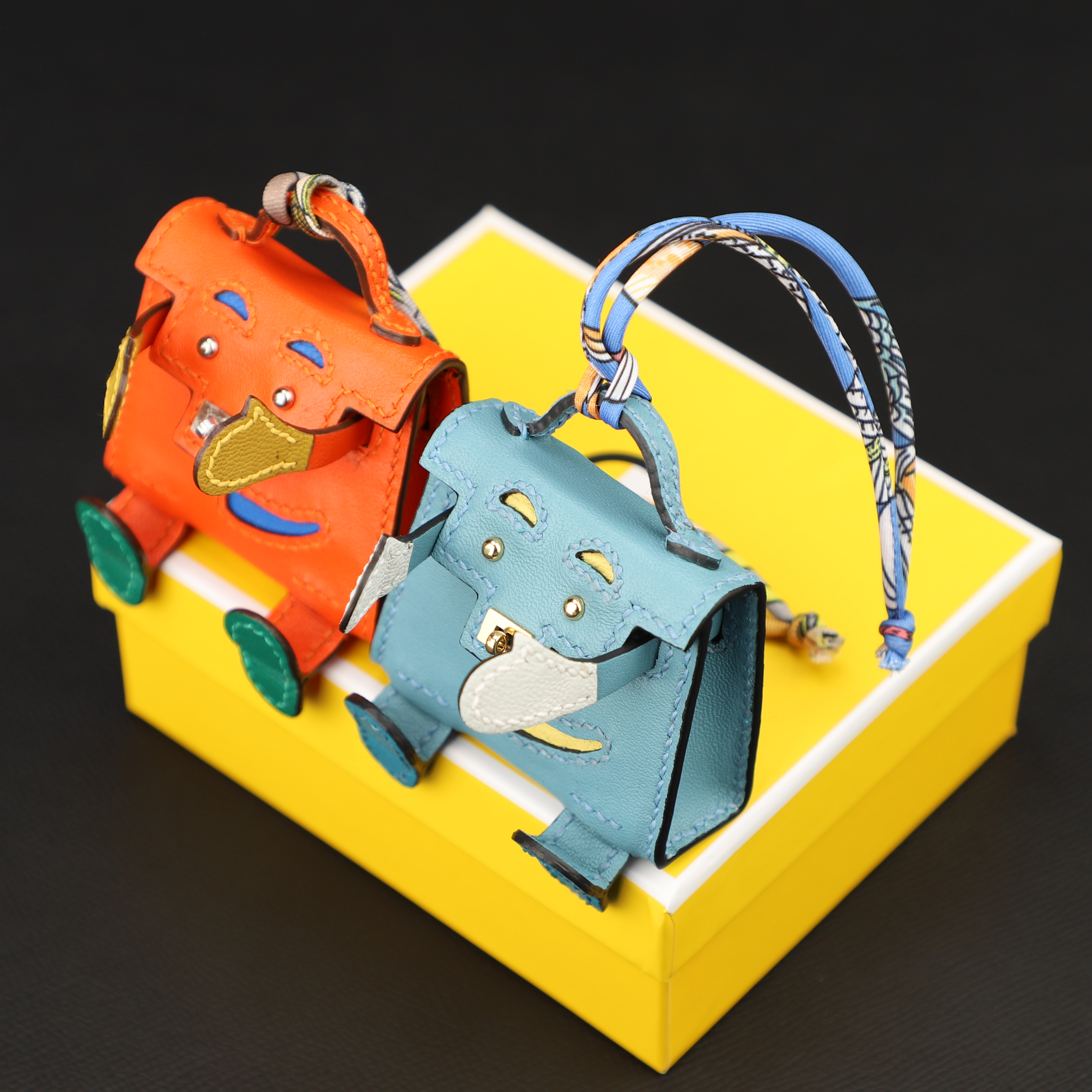 Handmade and Custom The Kelly Dole Bag Charm Tadelakt with Chevre Mysore Accessory