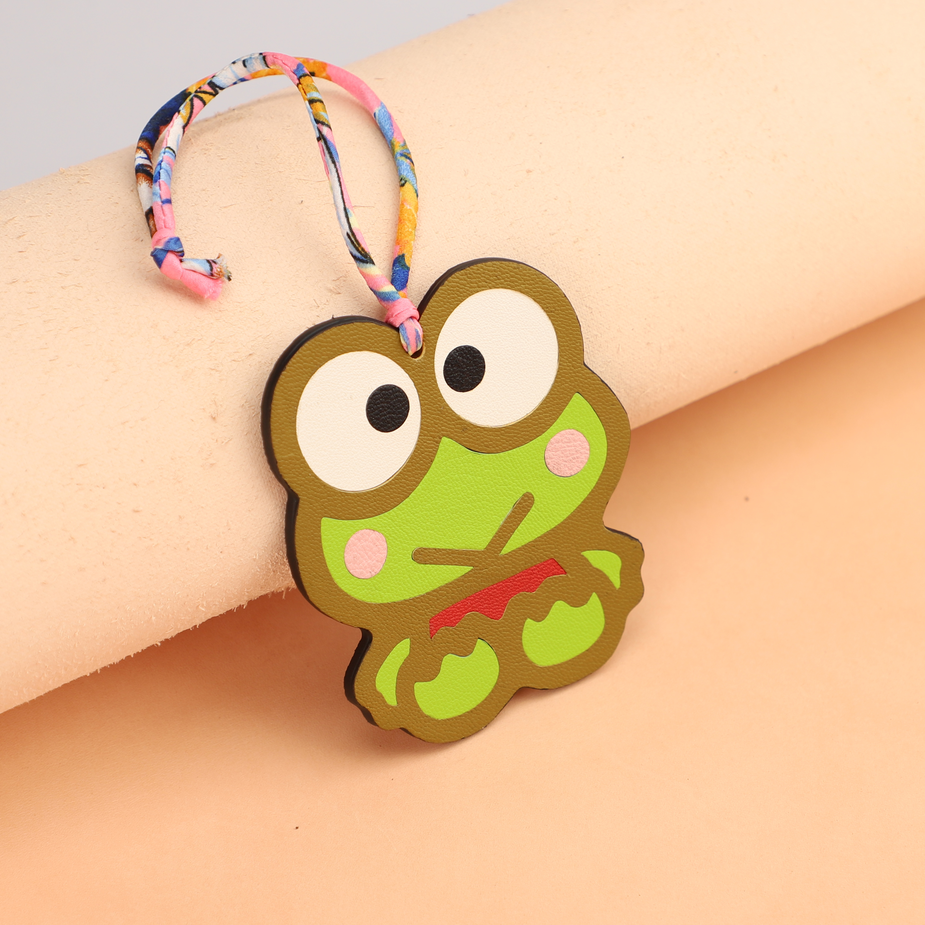 Handmade Chevre Gyzore Goatskin Big-eyed frog Bag Charm, Big-eyed frog charm