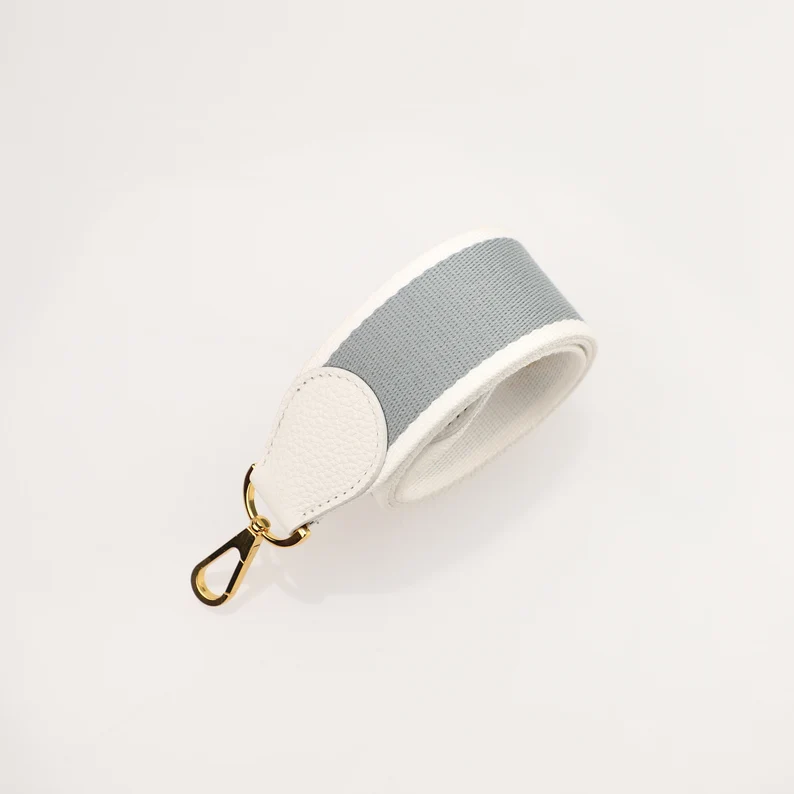 Handamde The 2" wide Blue Glacier/White canvas and togo leather shoulder strap for brand bag,guita strap,crossbody strap