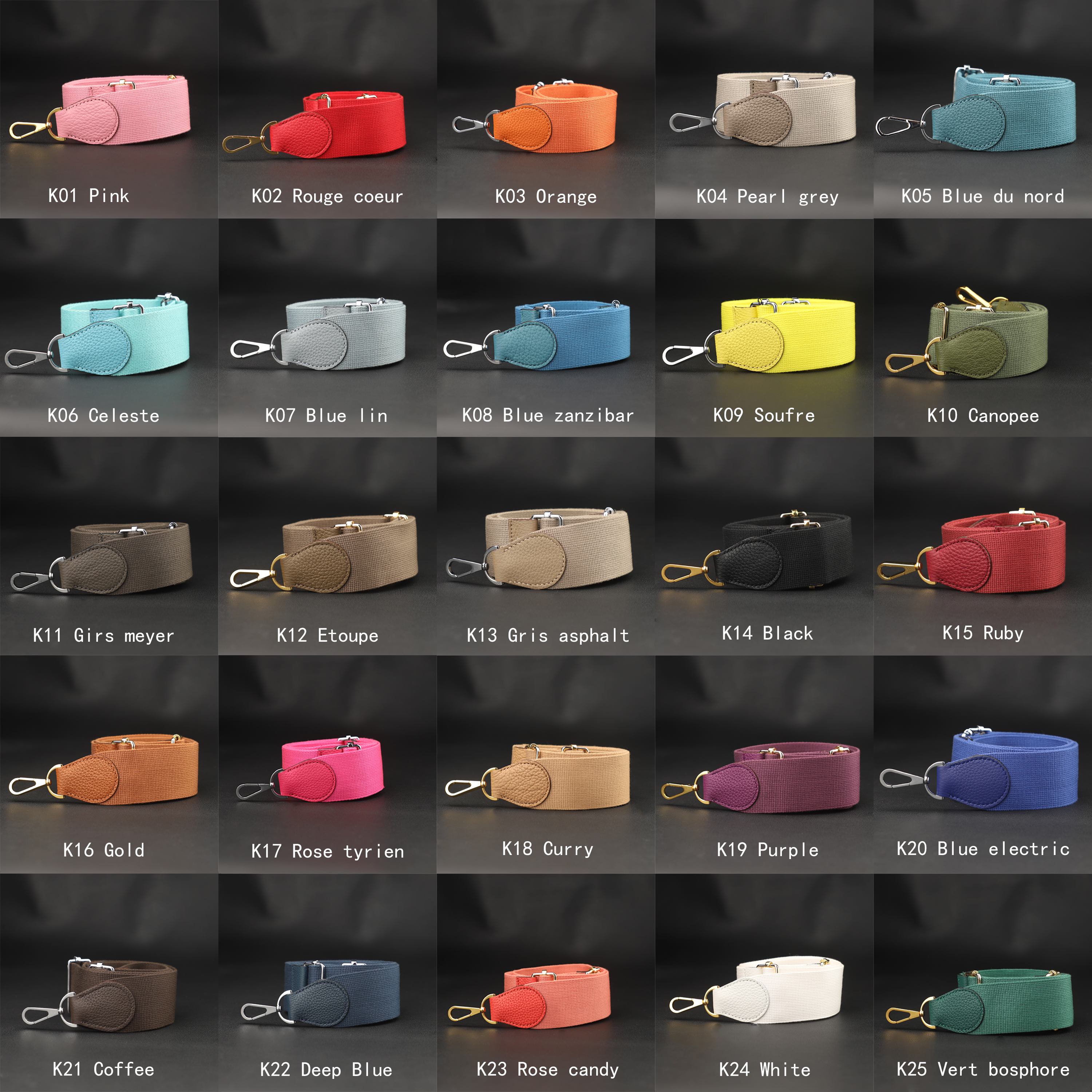 Handmade The 2“ Pure Cotton fabric and leather adjustable shoulder strap for Evelyne bag,Crossbody strap for Evelyne bag