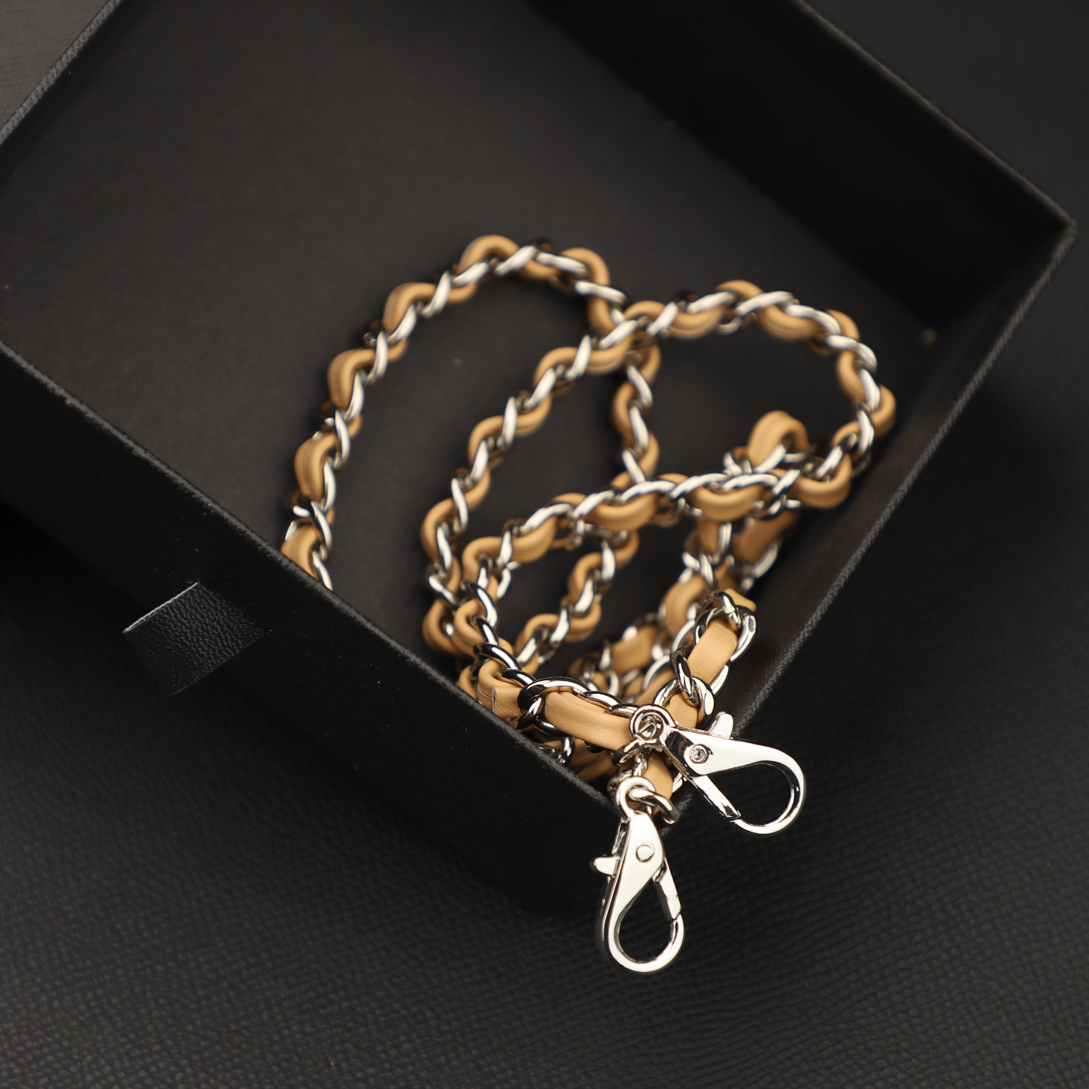 Handmade genuine swift Leather Chain Strap , Replacement Strap, Select Length, All Colours for Leather & Chain Availab