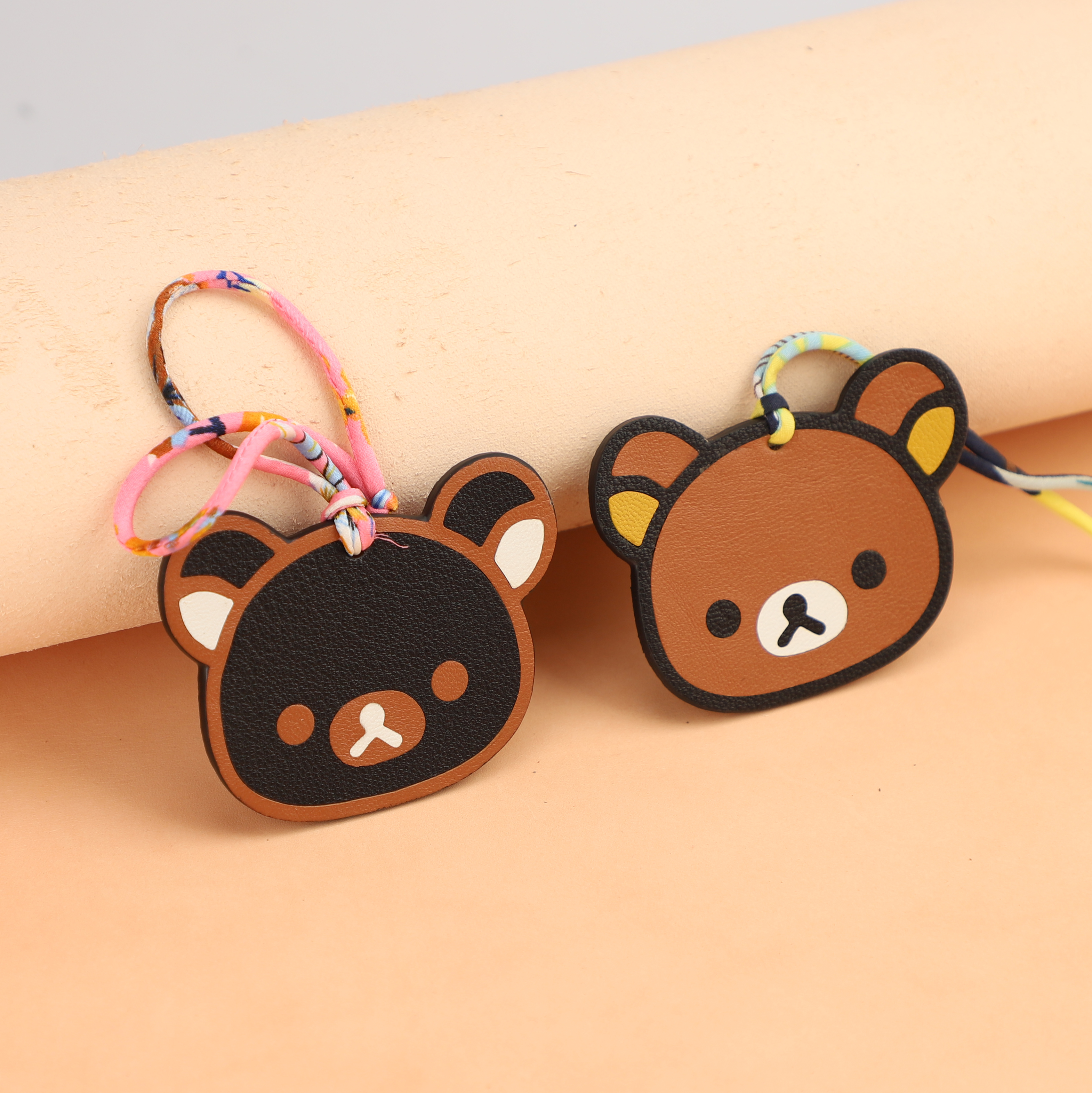 Handmade Chevre Gyzore Goatskin Bear Head Bag Charm,Bear Head charm