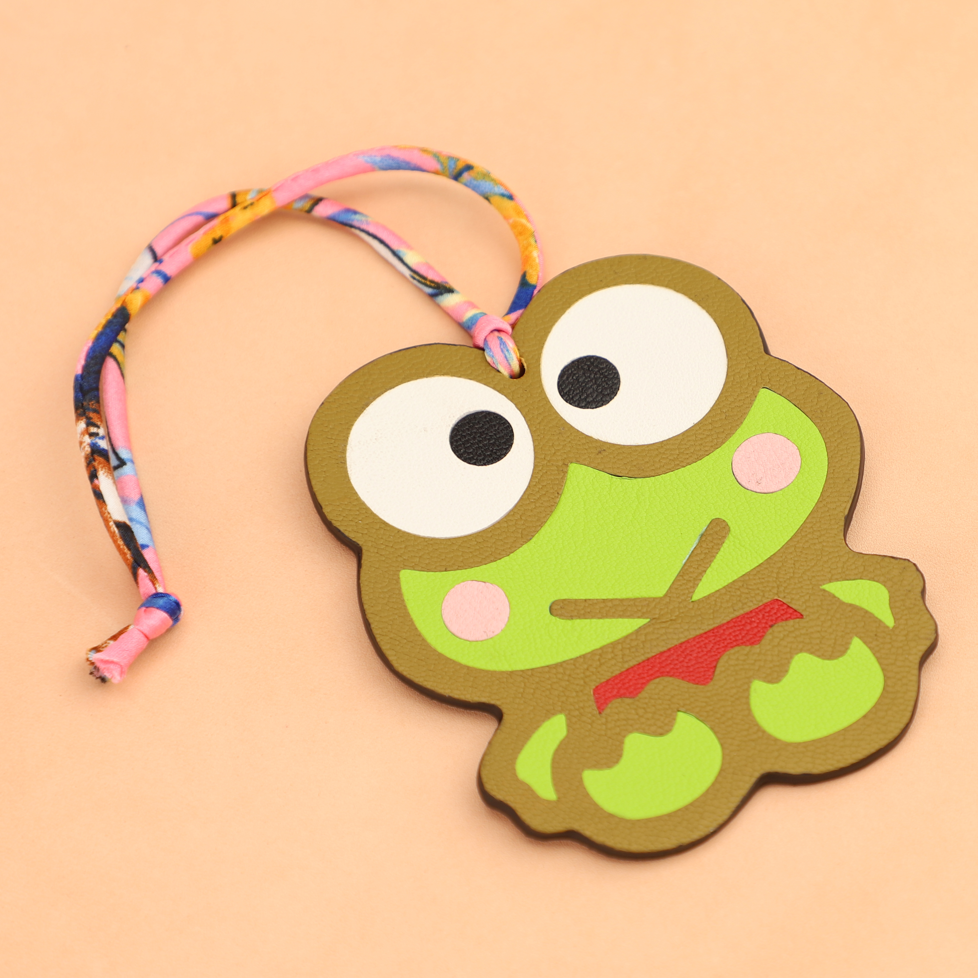 Handmade Chevre Gyzore Goatskin Big-eyed frog Bag Charm, Big-eyed frog charm