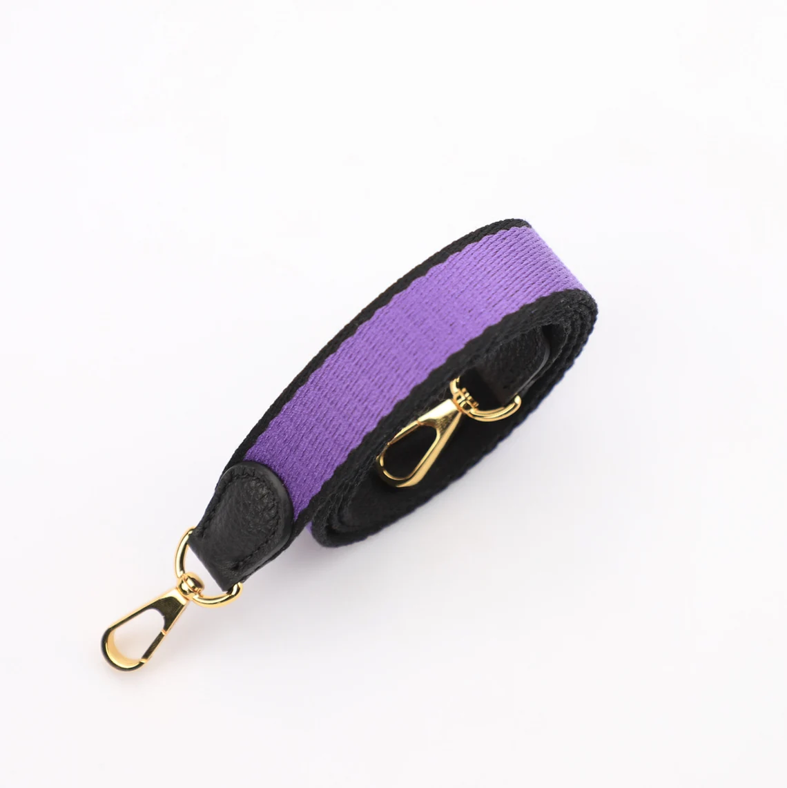 1" Wide Bi-Color Black/Purple Canvas and Togo Leather shoulder strap for Evelyne TPM
