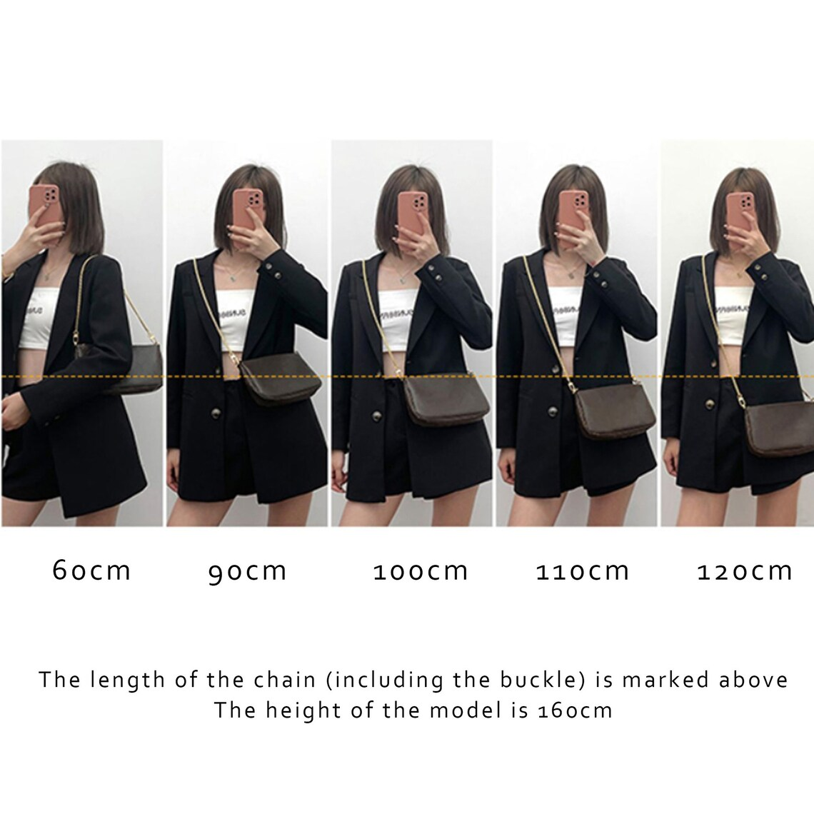 New design Leather and chain shoulder strap for the nice nano,Crossbody strap for the nice nano handbag