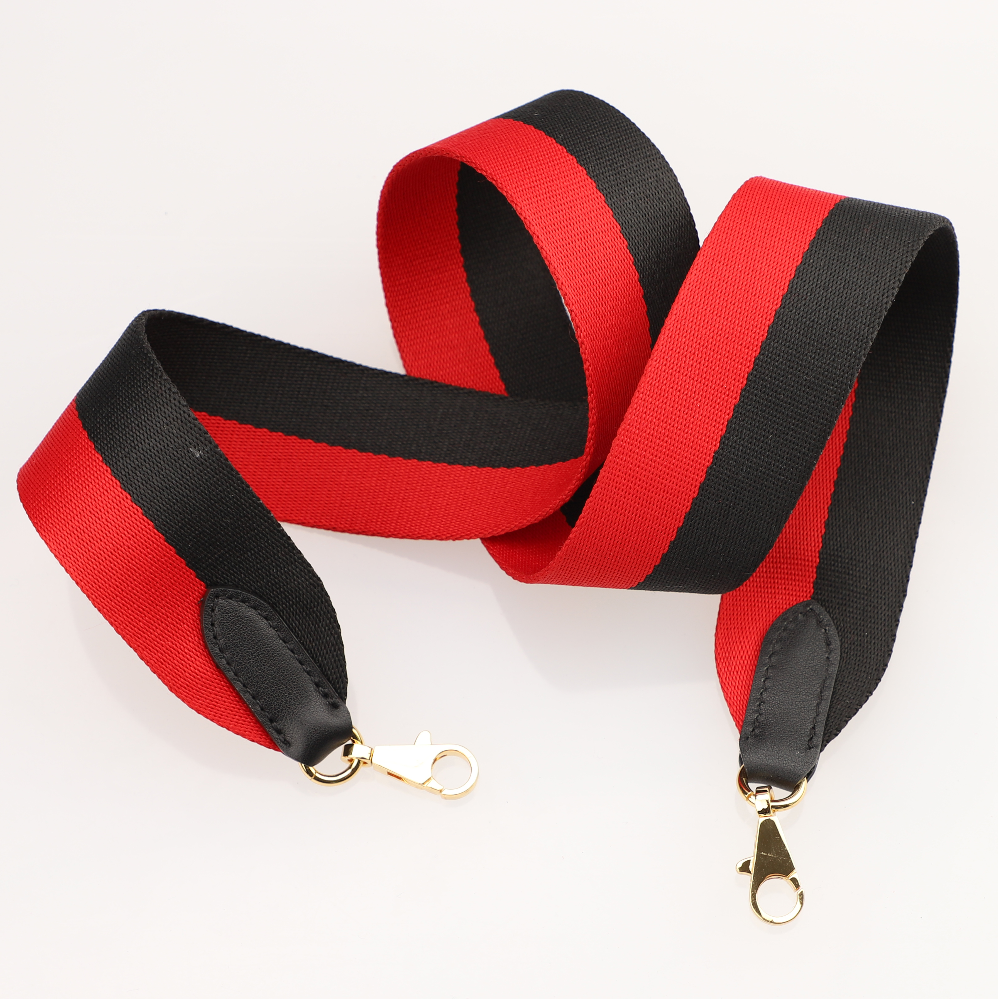 Handamde The 2" wide Black and Red canvas and Swift leather shoulder strap for brand bag,guita strap,crossbody strap