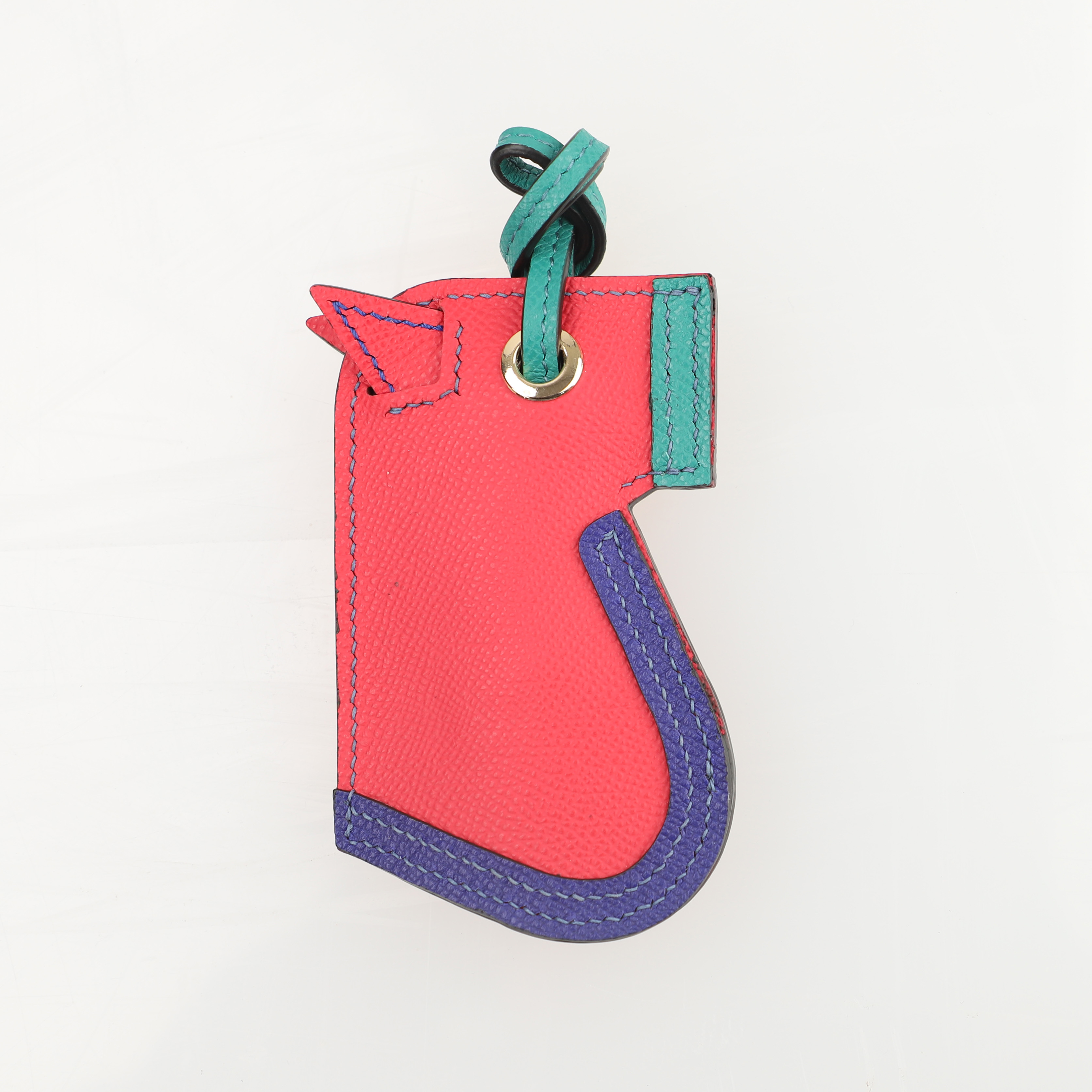 Camail Key Ring Bag Charm Horse Bleu Electrique Vertigo Extreme  in Epsom leather Handmade and hand stitching