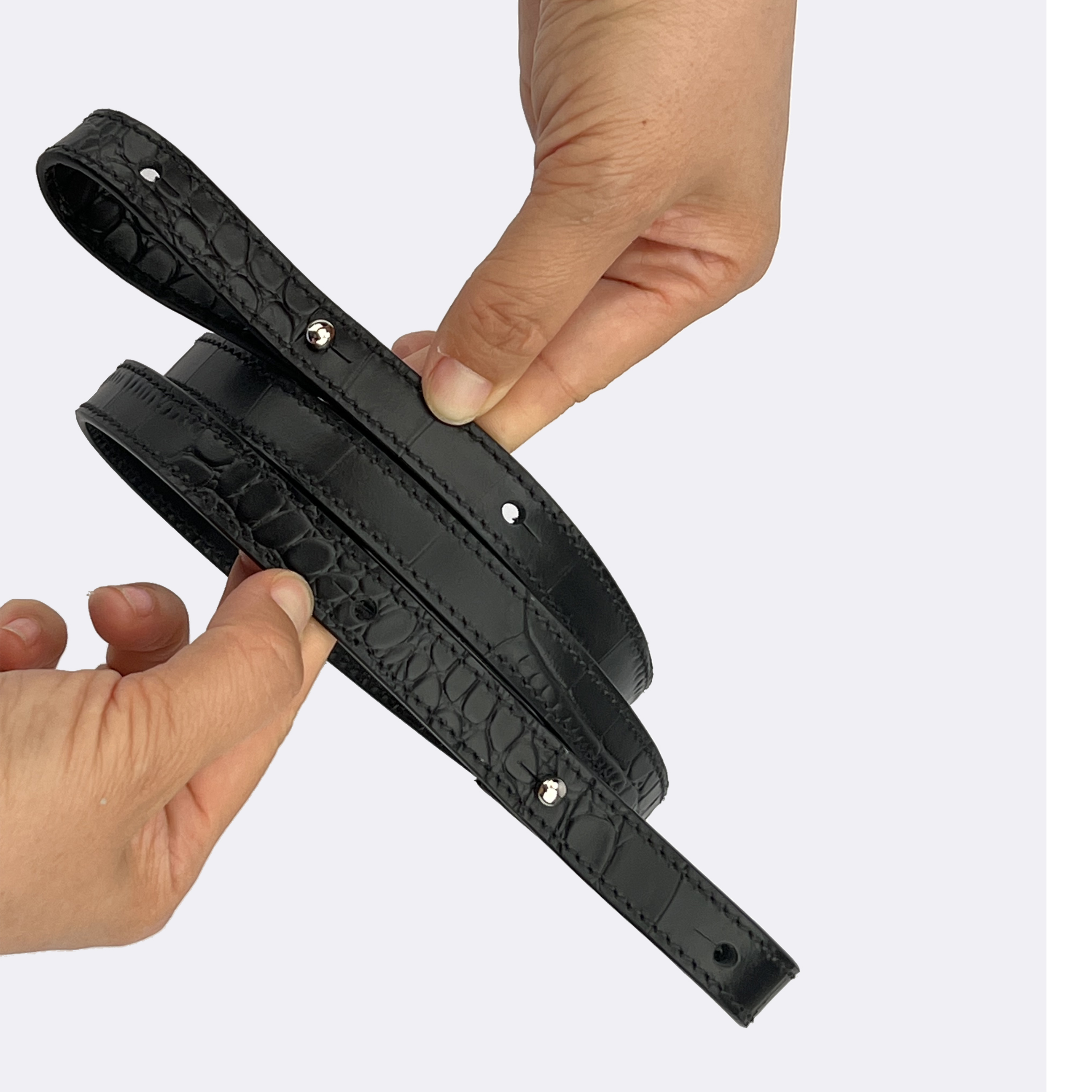 Black crocodile Embossing leather shoulder strap for Picotin bag/Lindy bag