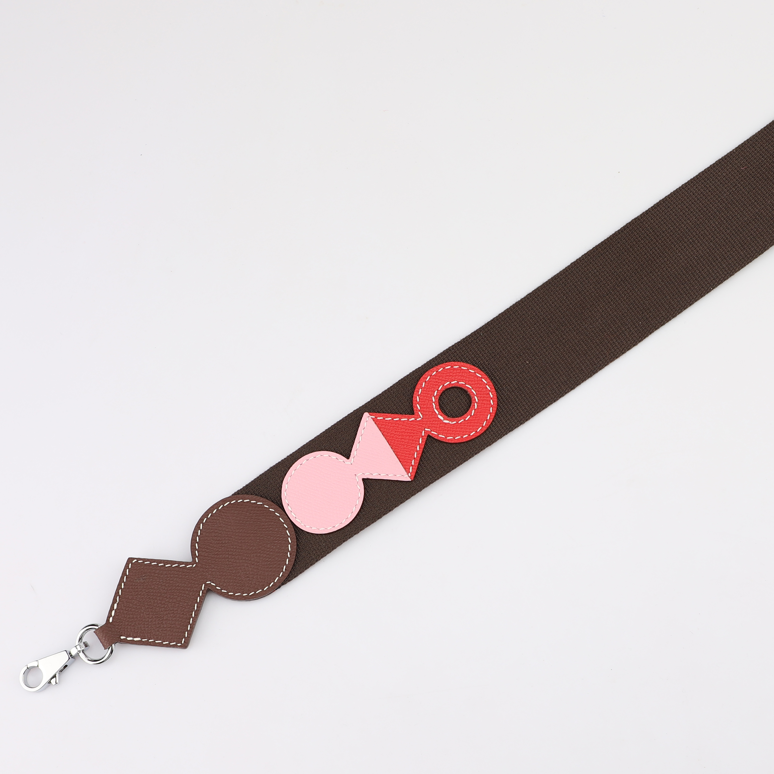 Rouge Sellier / Rouge Sellier / Mauve Sylvestre / Capucine Attelage bag strap 50mm Bag strap in Wooly canvas and Epsom with Kelly hardware