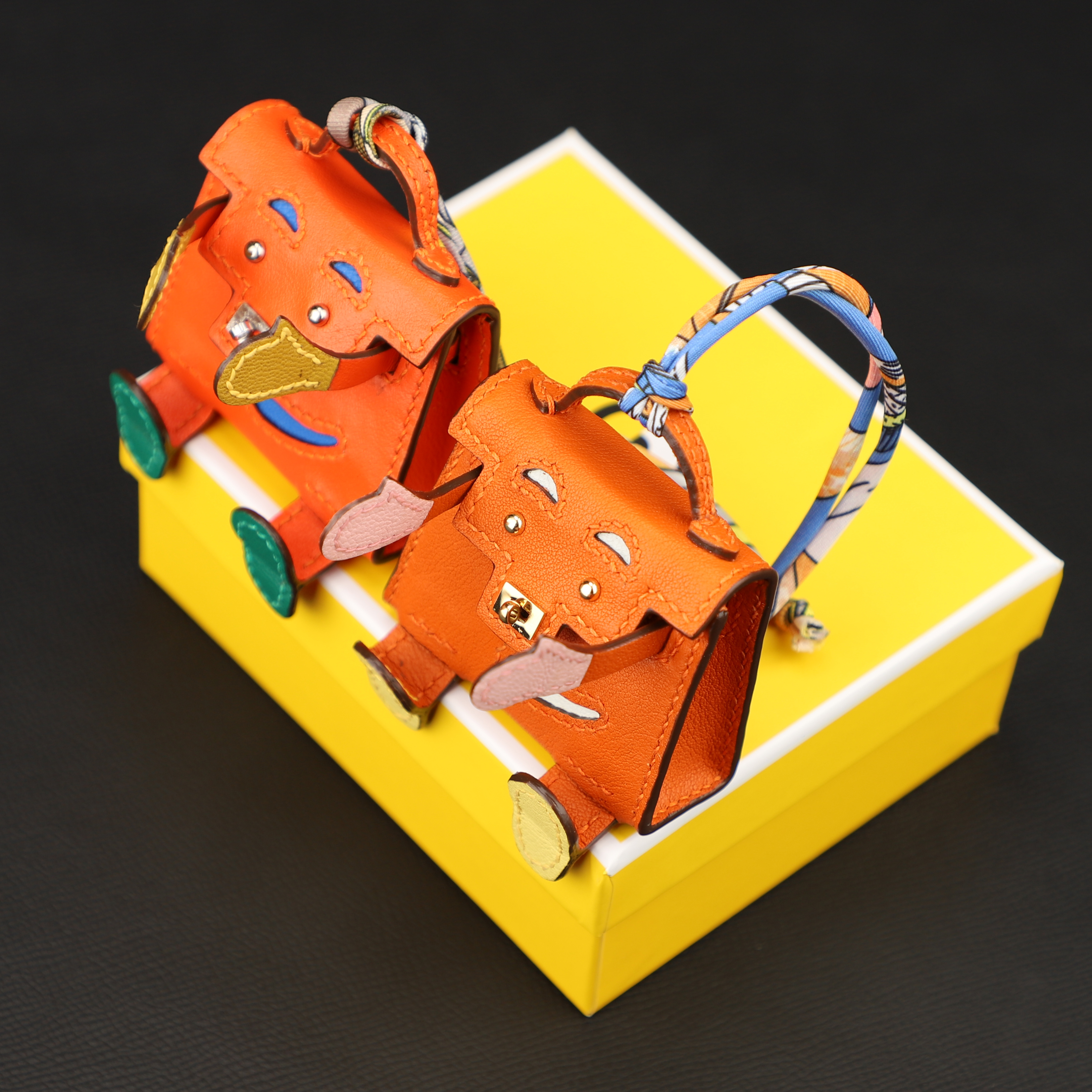 Handmade and Custom The Kelly Dole Bag Charm Tadelakt with Chevre Mysore Accessory