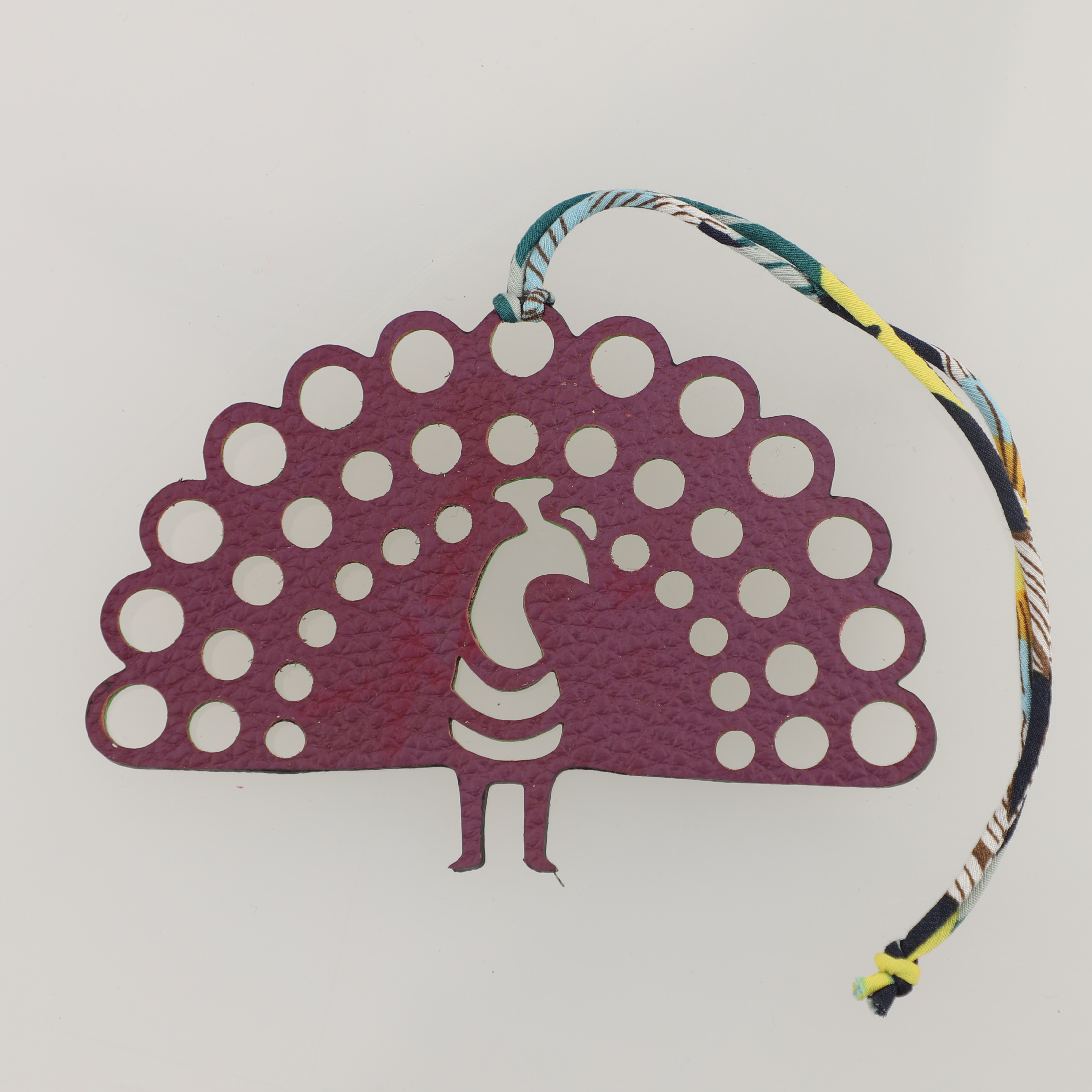 Epsom Leather and togo leather Peacock Bag Charm Key Holder,bag charm