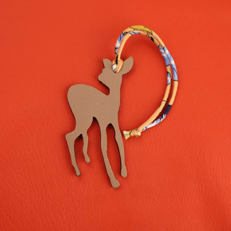 Epsom Leather and togo leather Fawn Bag Charm Key Holder,bag charm